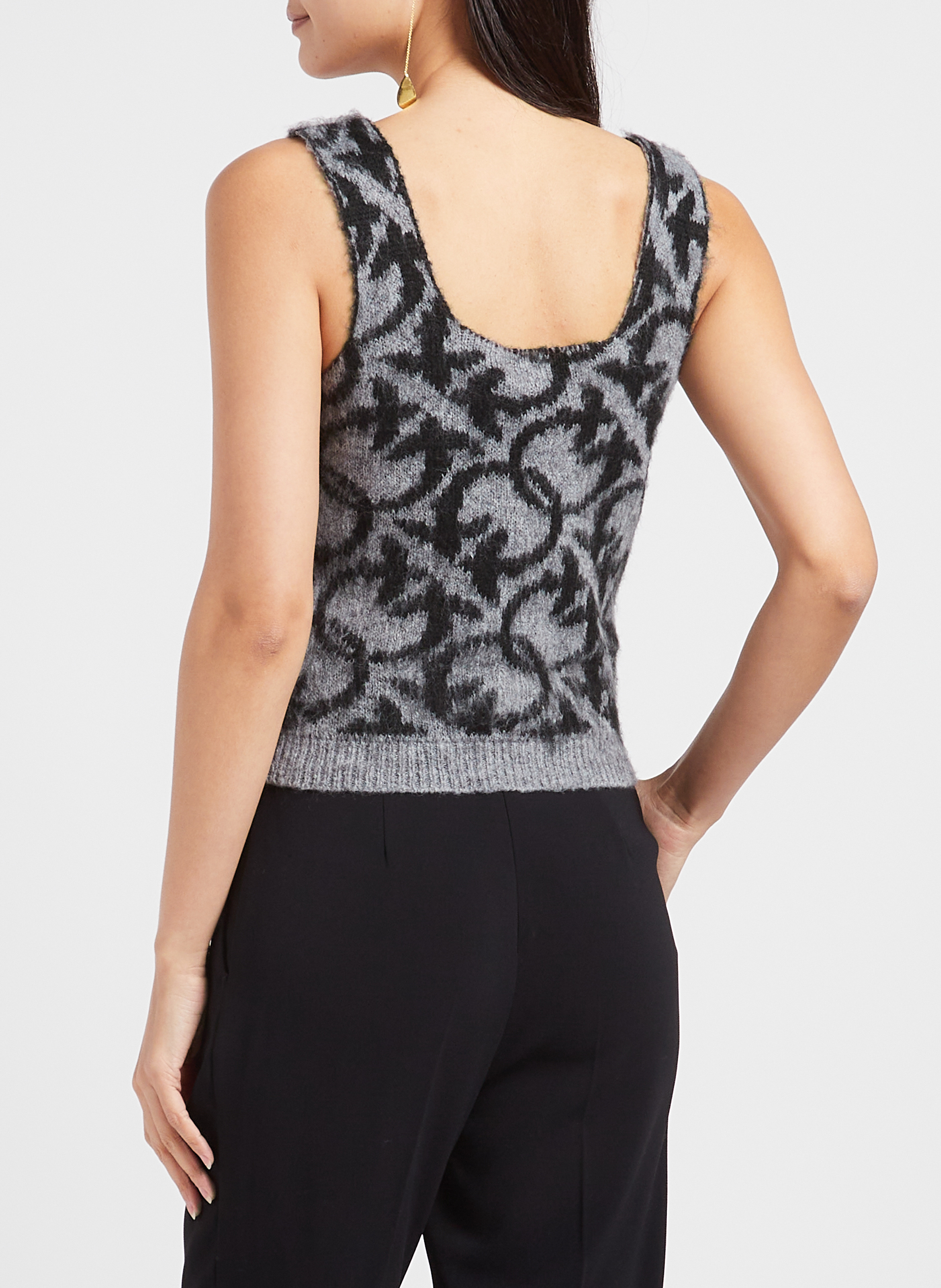 Top jacquard col v PINKO Gris