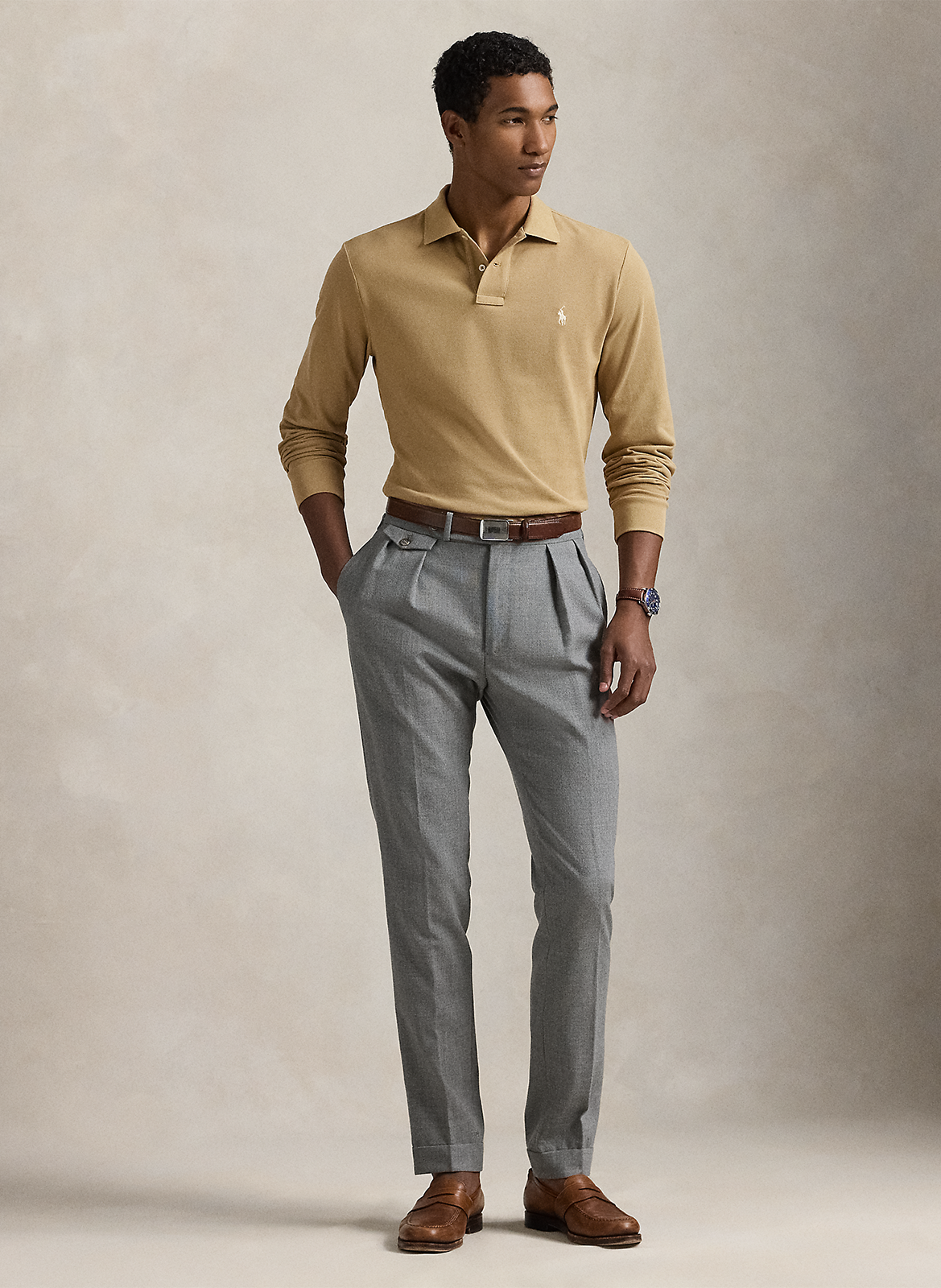 Regular fit polo van piquékatoen met lange mouwen POLO RALPH LAUREN Beige