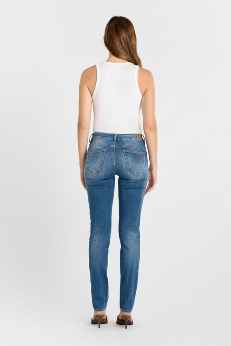 High-waisted push-up slim jeans, 34 length LE TEMPS DES CERISES Blue