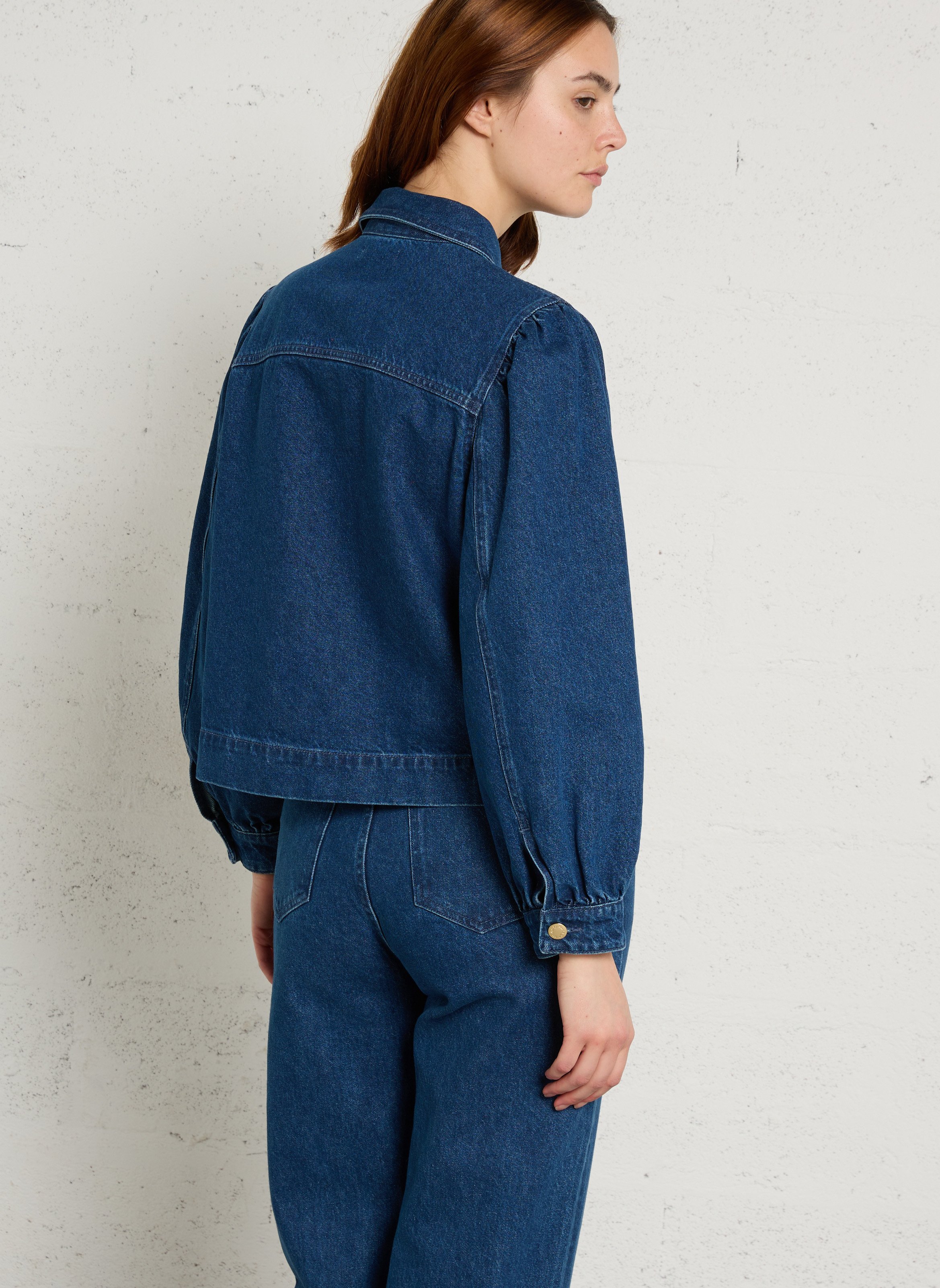 Buttoned straight denim jacket DES PETITS HAUTS Blue