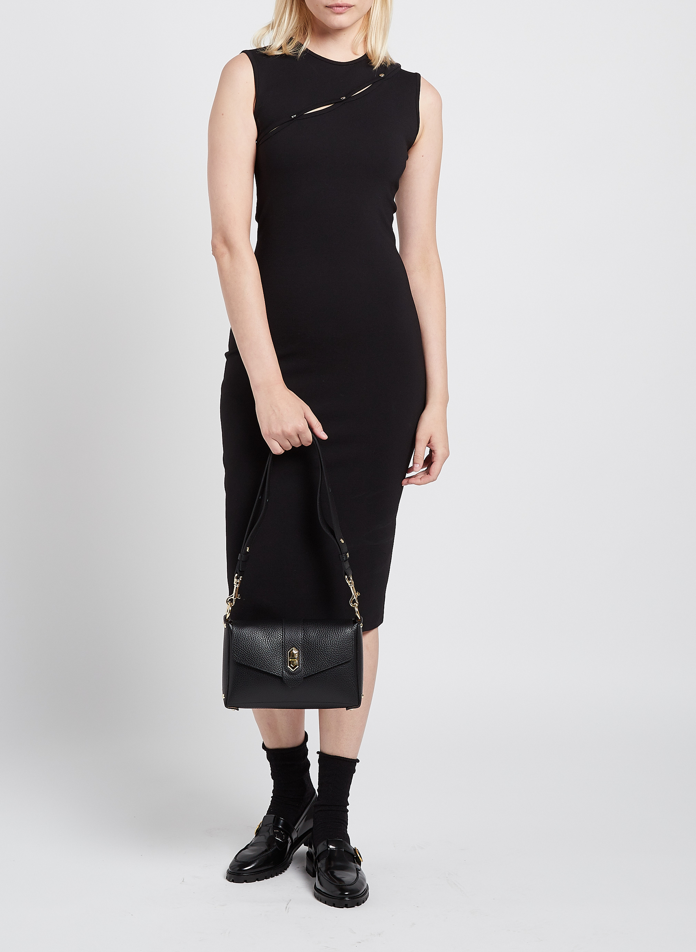 Leather shoulder bag LANCASTER PARIS Black