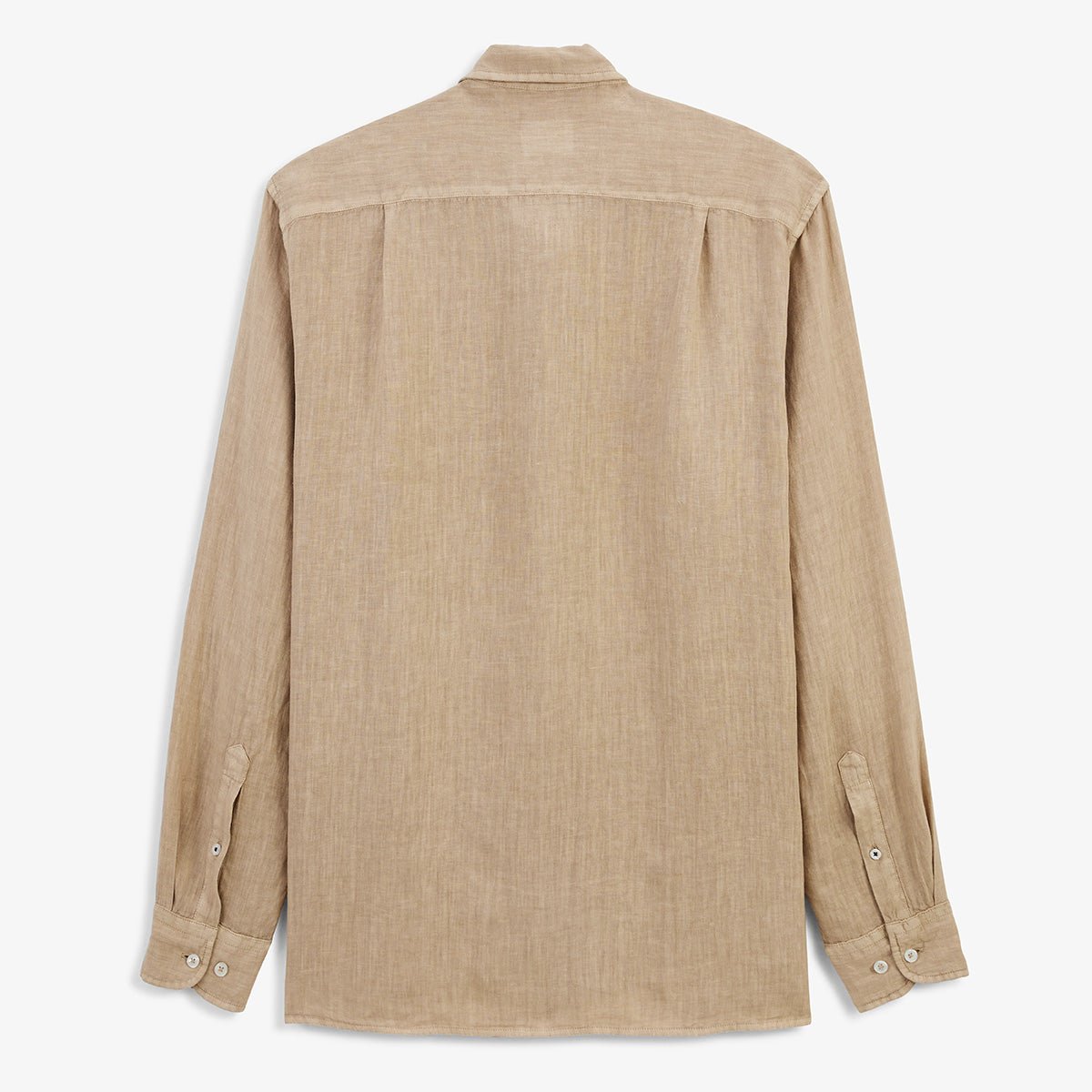 Solid long-sleeve linen shirt SERGE BLANCO Brown