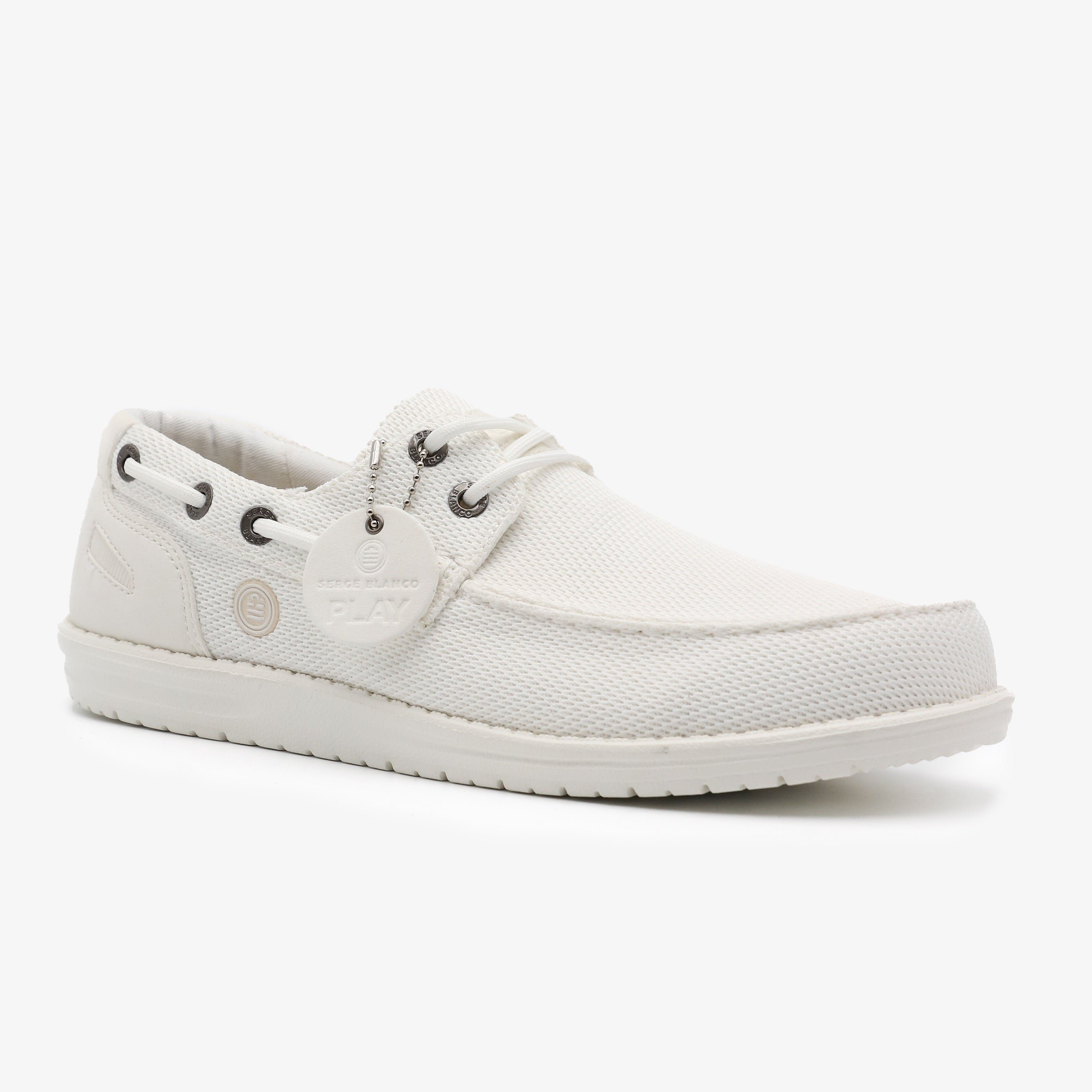 Boat shoes in stretch mesh SERGE BLANCO White