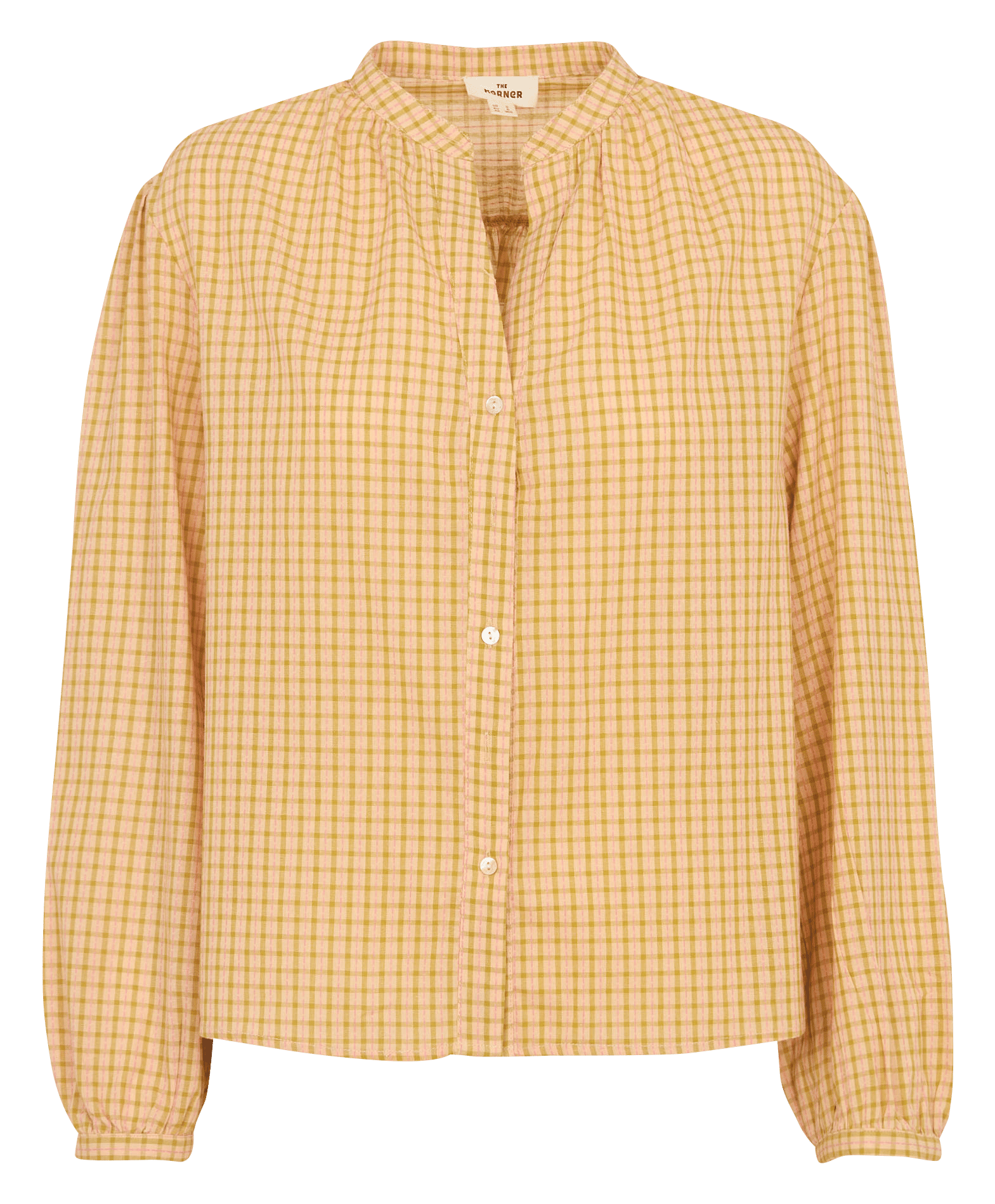 Straight-cut printed cotton shirt with round neck THE KORNER Multicolored