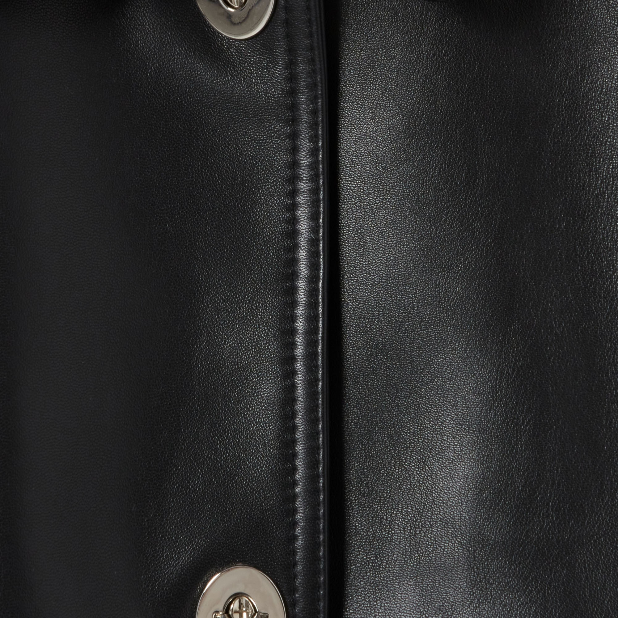 Veste droite col classique en cuir CLAUDIE PIERLOT Noir