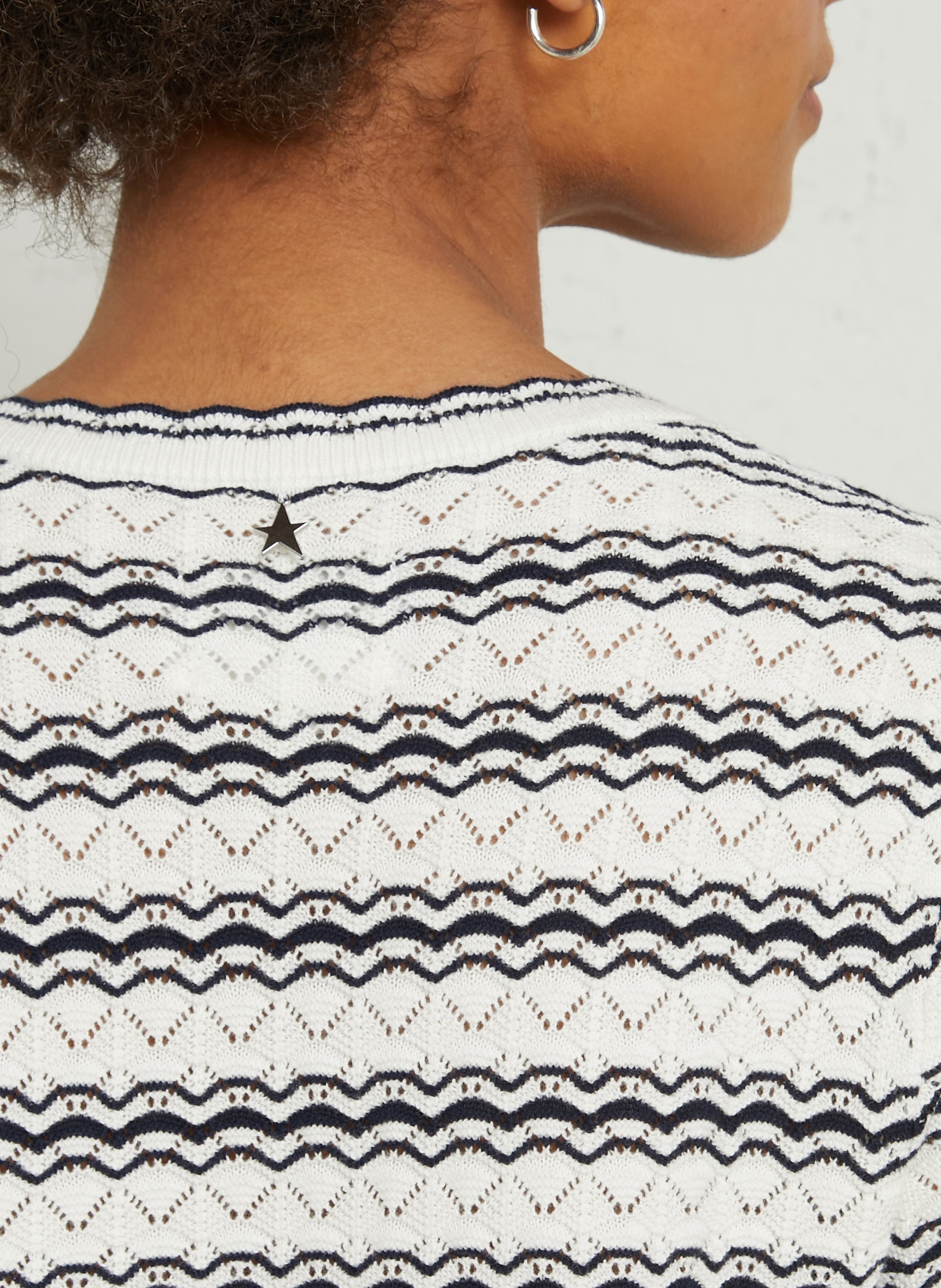 Short-sleeve pointelle knit sweater SUD EXPRESS Beige