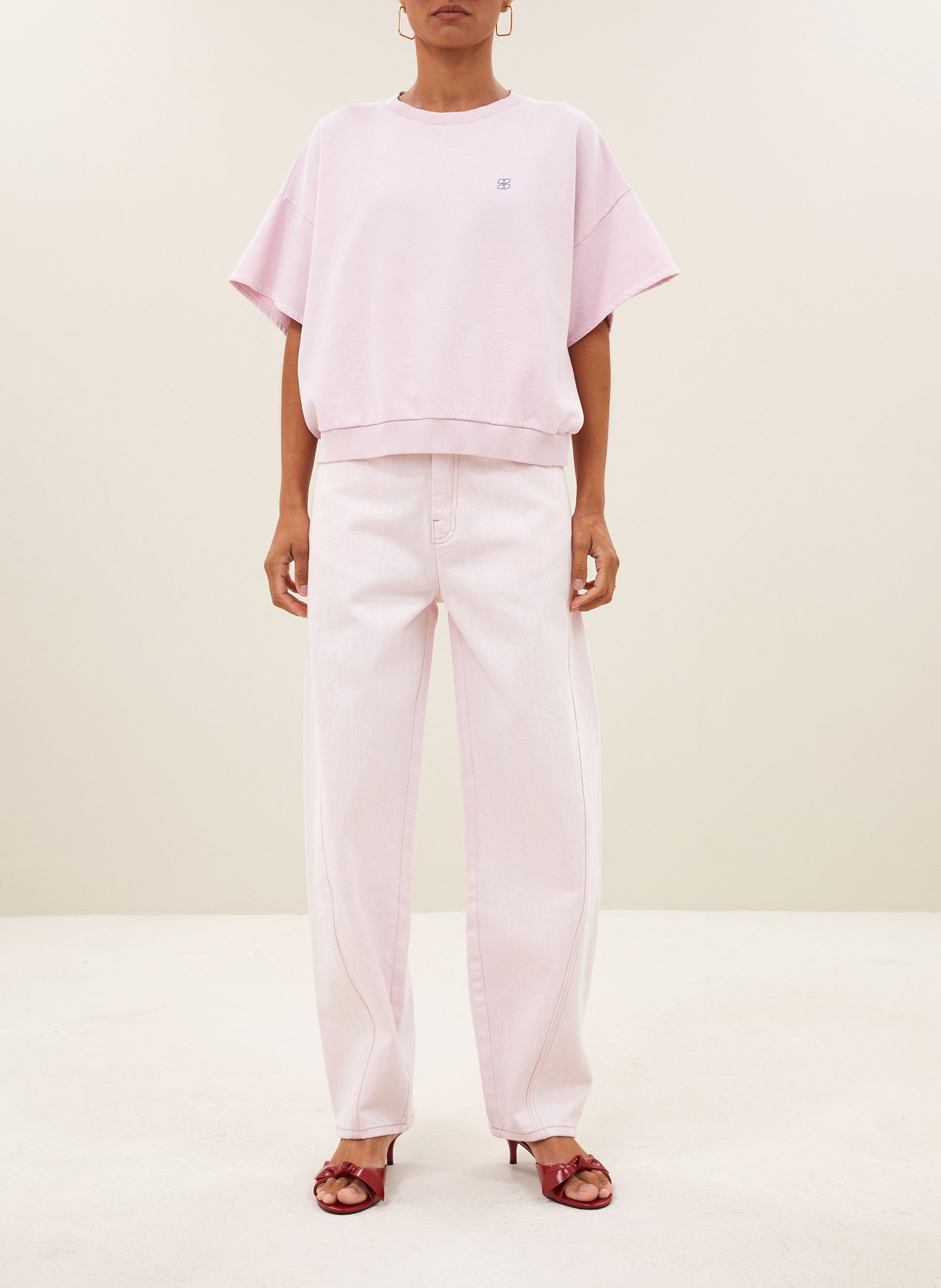 Rechte jeans van biokatoen BY BAR Roze