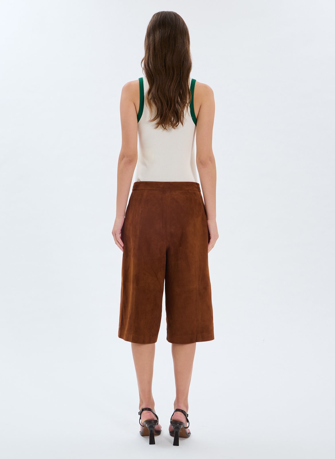 Grote leren bermuda ZAPA Bruin