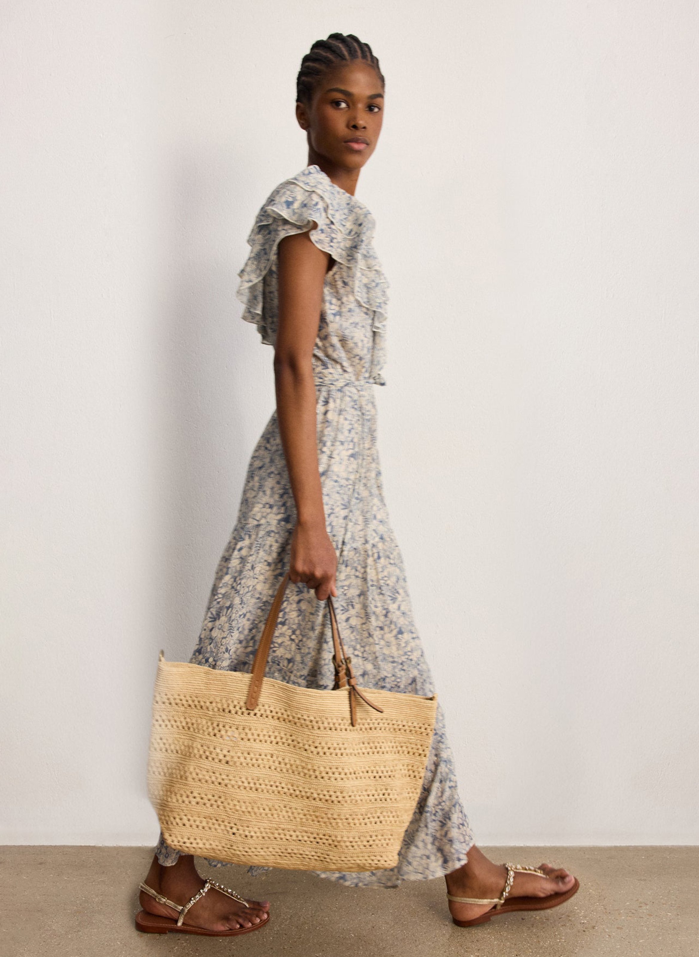 Robe longue imprimée PABLO Bleu