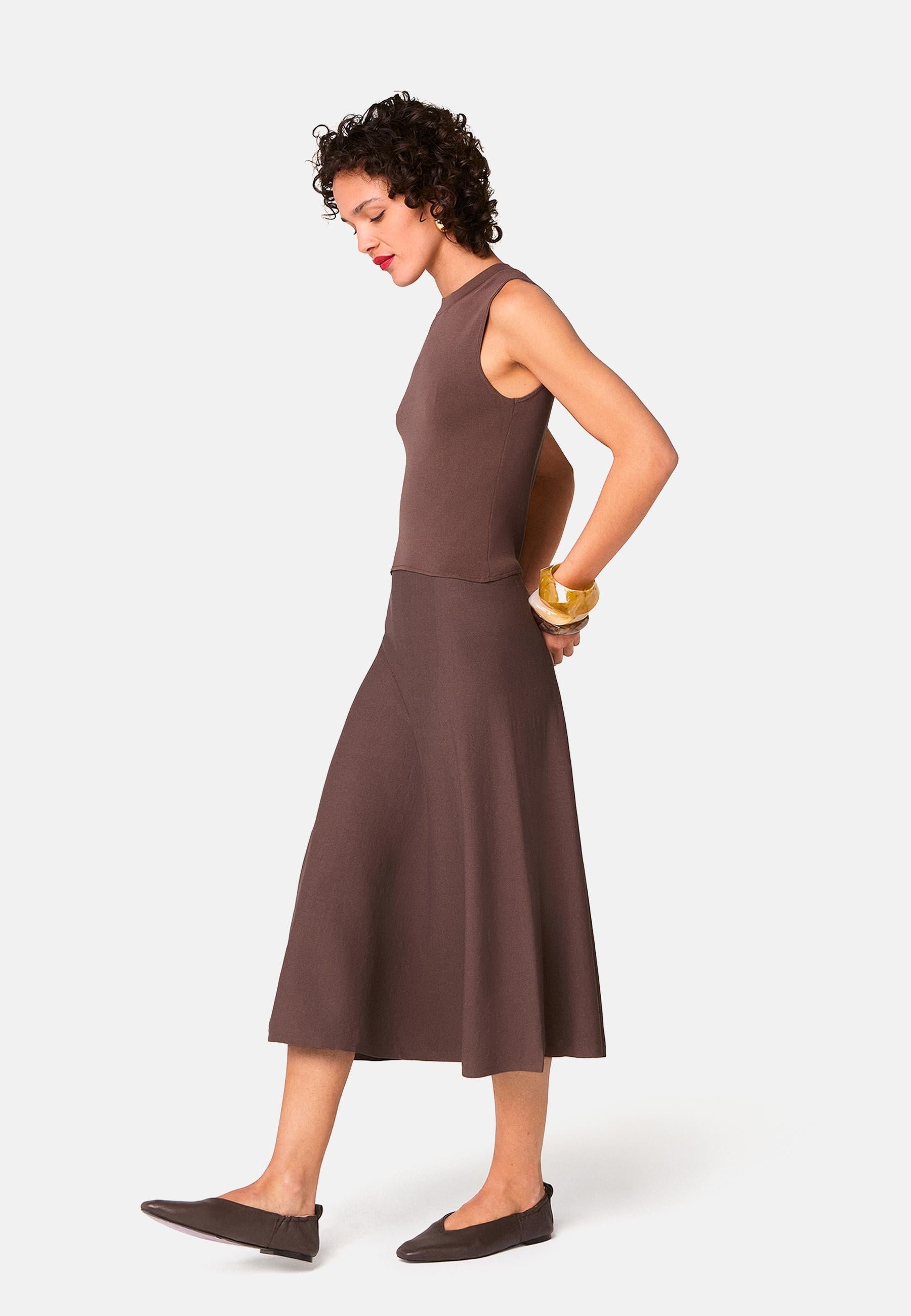 Long flared dress RODIER Brown