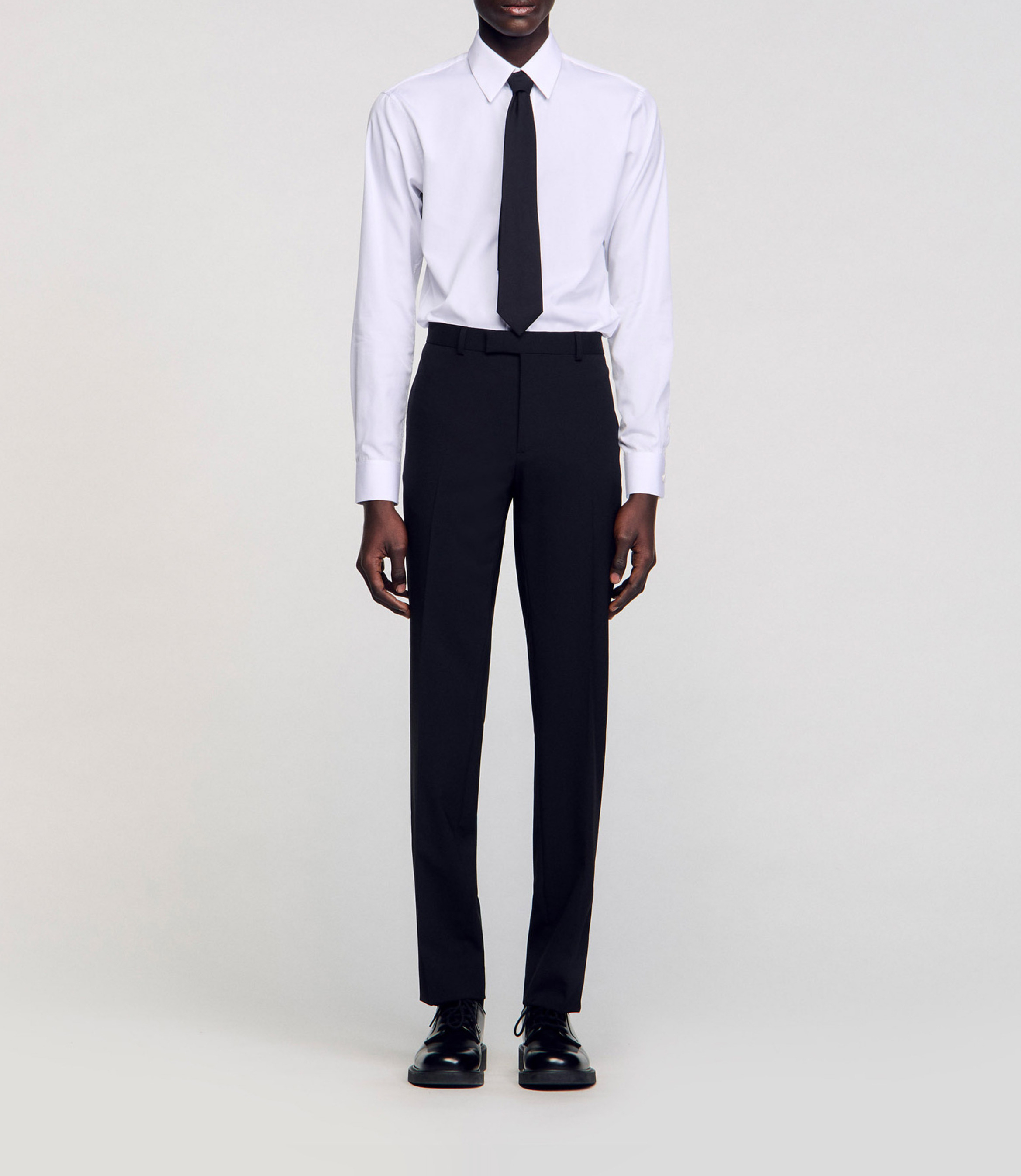Pantalon de costume regular-fit en laine SANDRO Noir