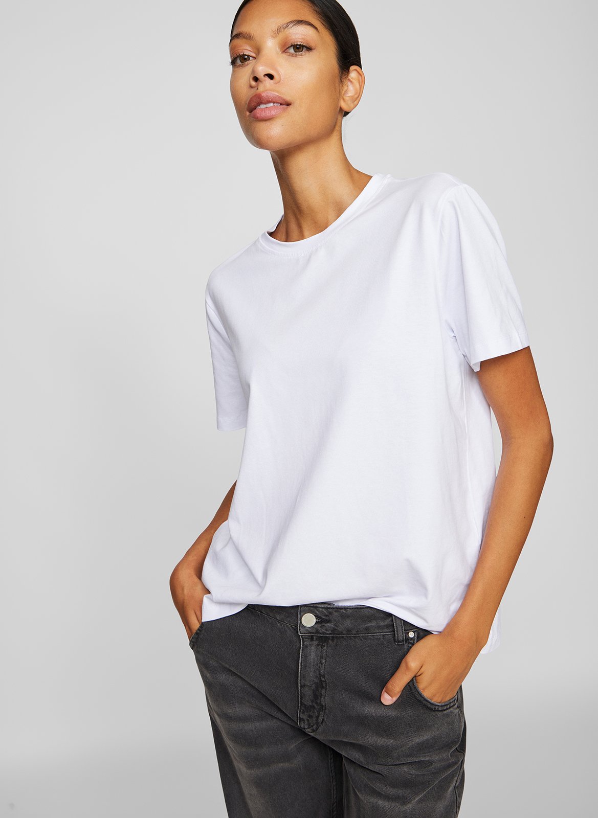 Round-neck organic cotton-blend T-shirt VILA White