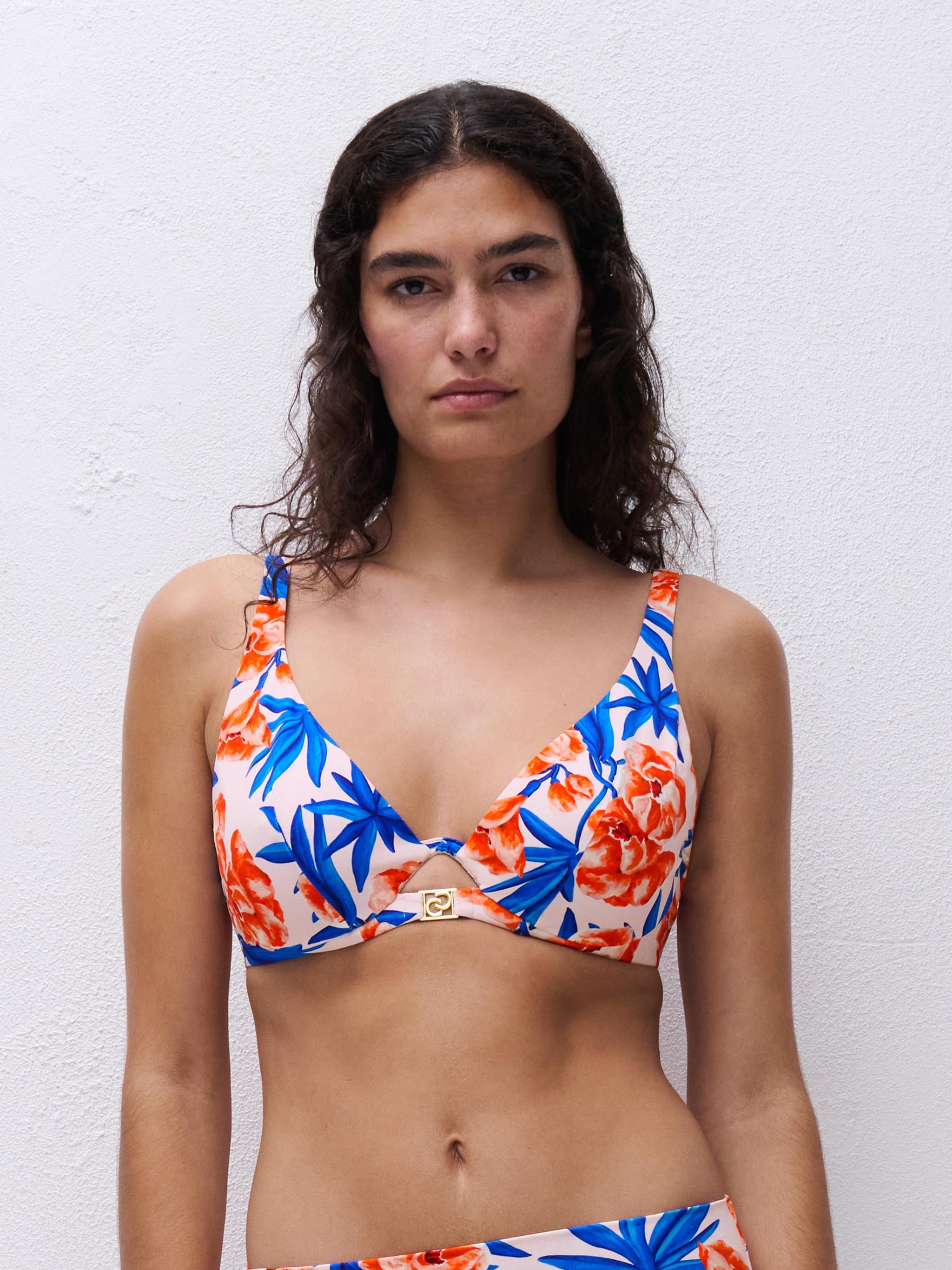Plunging one-wire swimsuit top with multi-position straps CHANTELLE