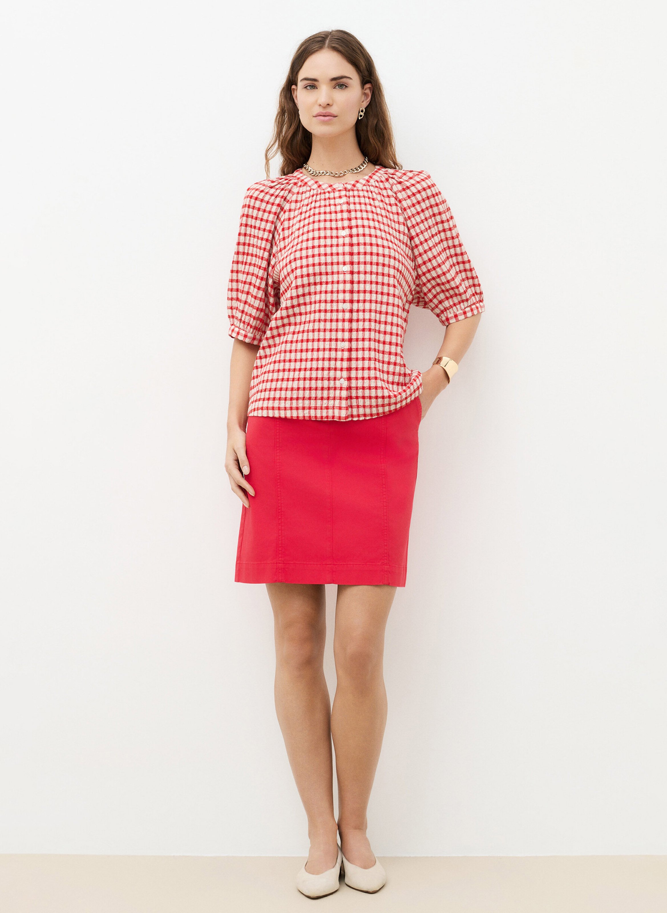 Checked blouse CAROLL Red