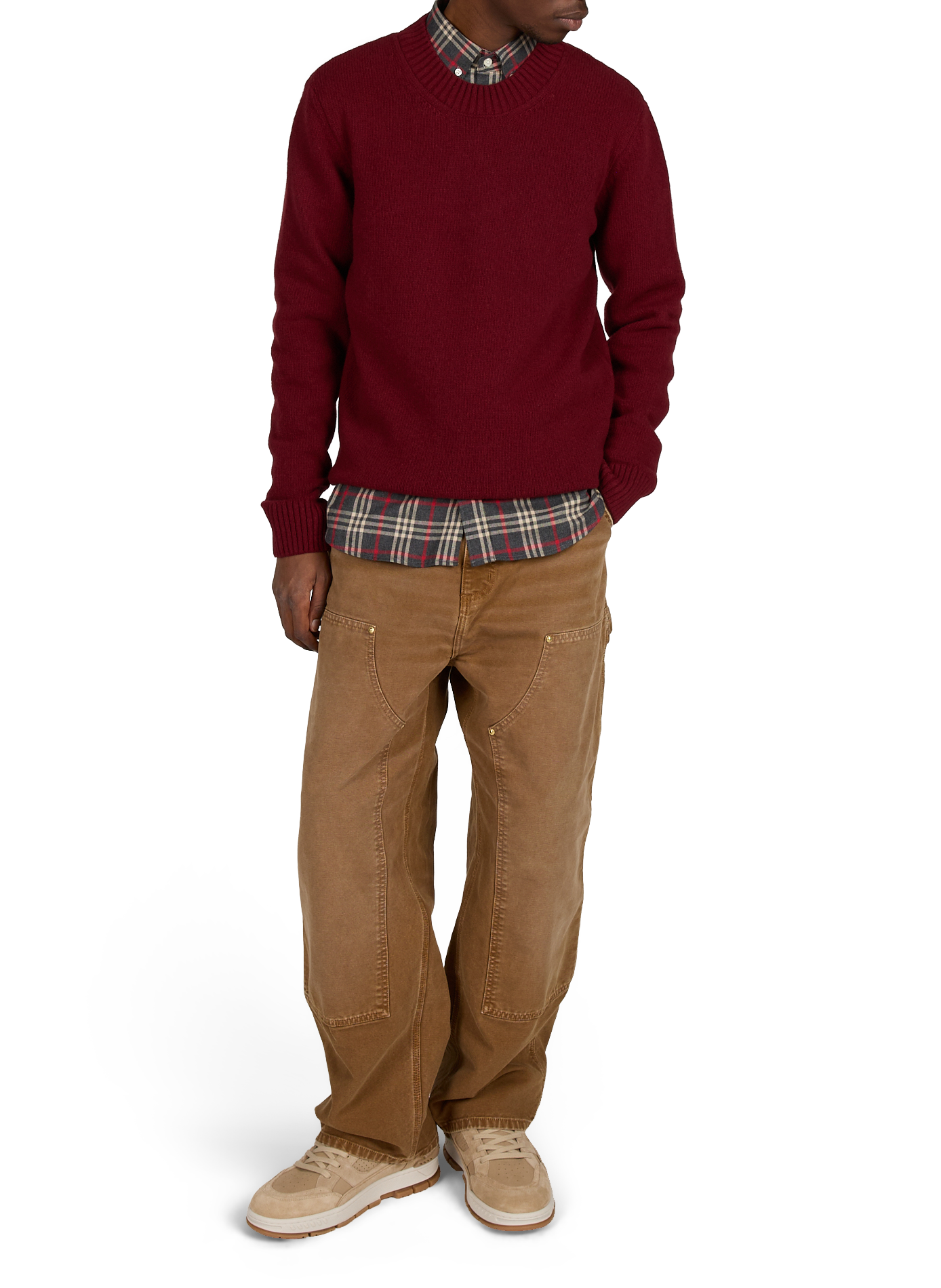Ribbed round neck wool blend sweater efil-o | Red AU PRINTEMPS PARIS Men