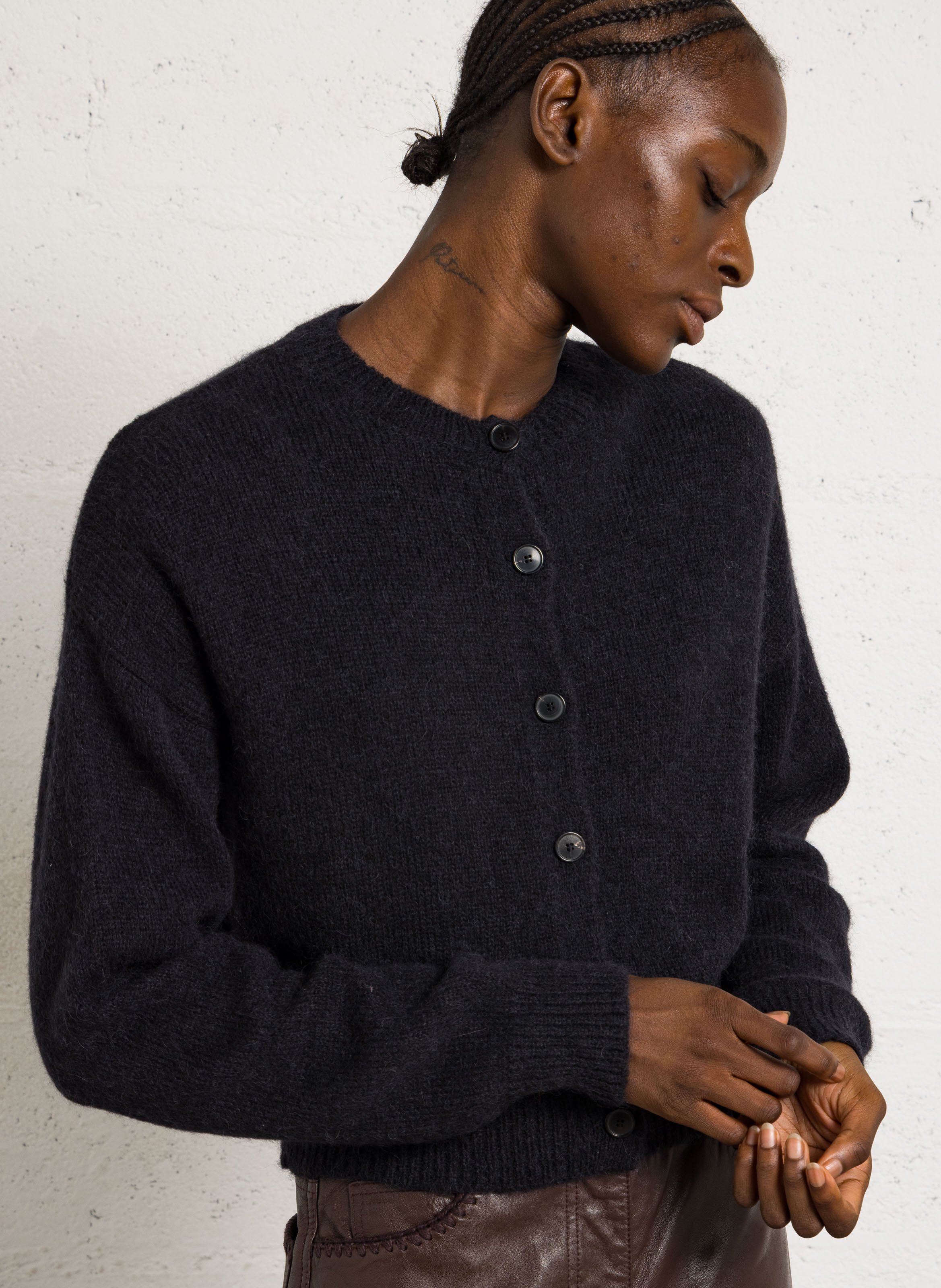 Vest met ronde hals - wolblend met alpaca MASSCOB Zwart