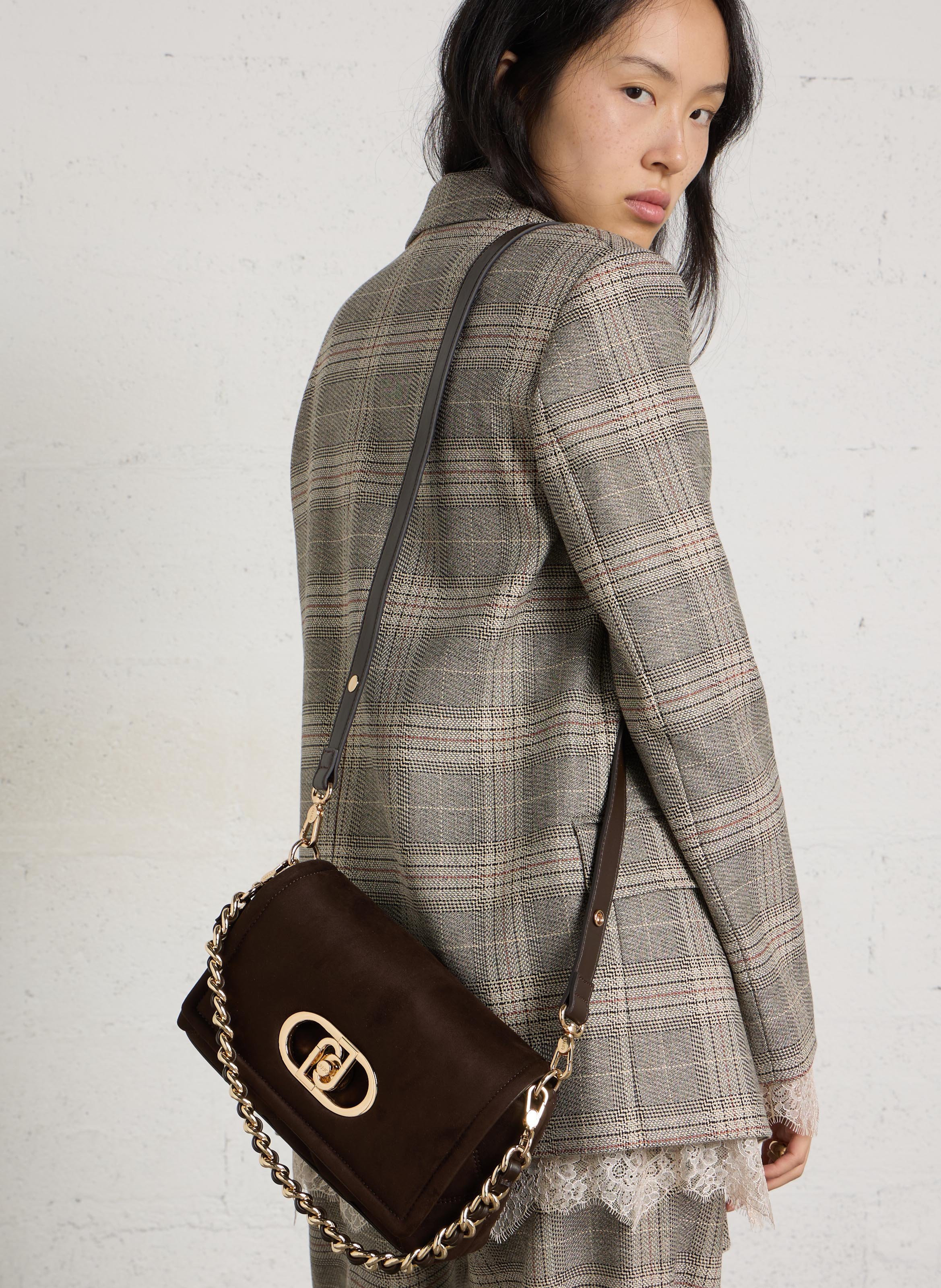 Shoulder bag in suede effect faux leather LIU JO Brown