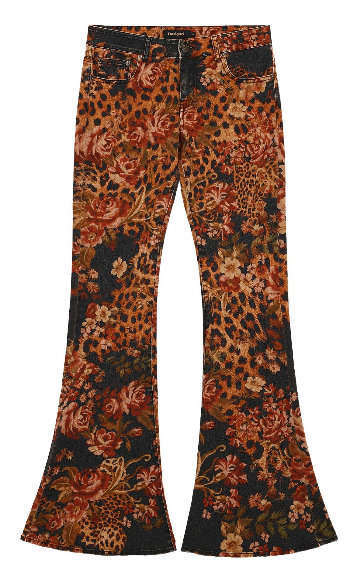 Jean évasé taille haute imprimé DESIGUAL Bleu