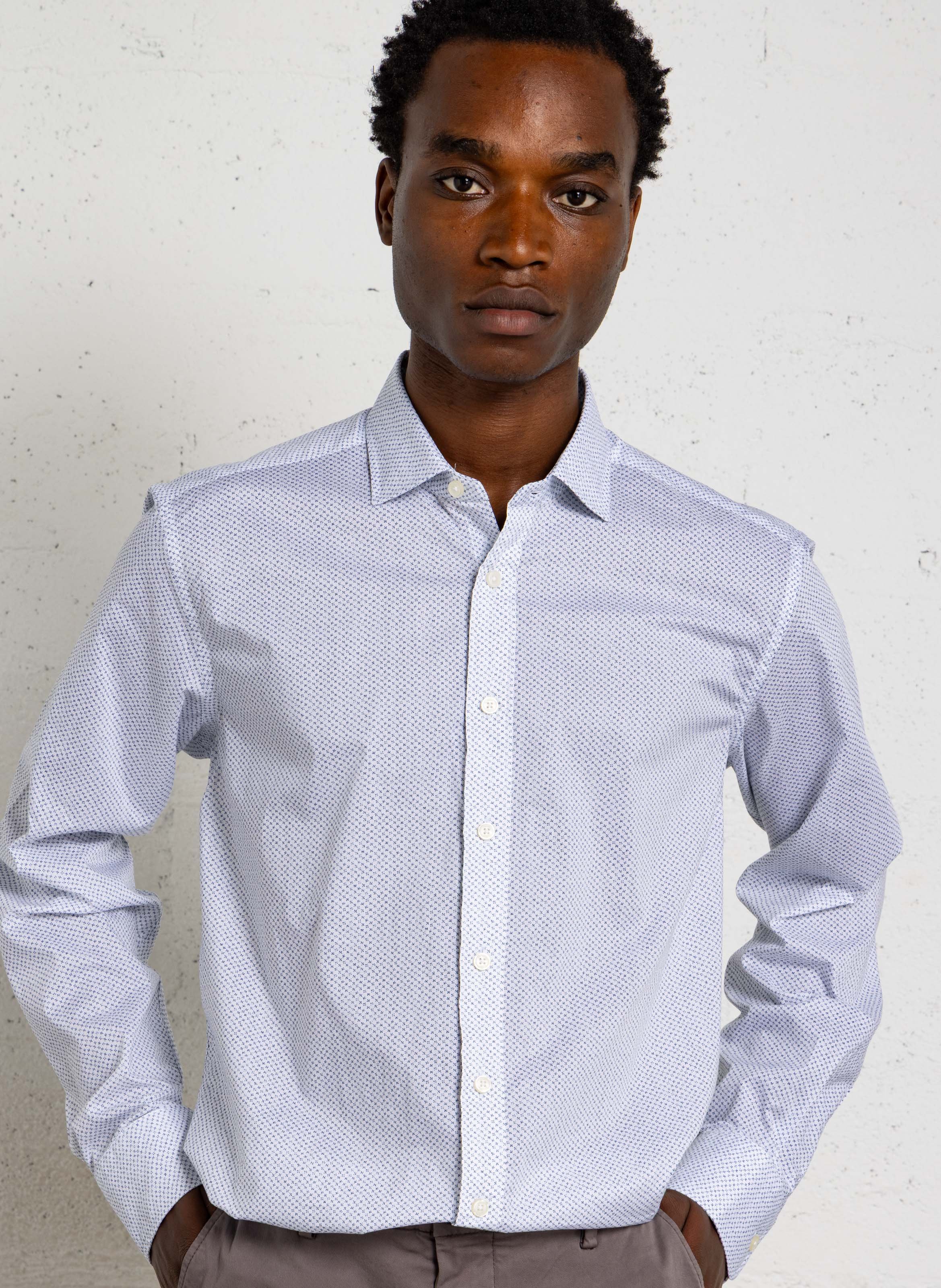 Chemise imprimée col classique HACKETT Bleu