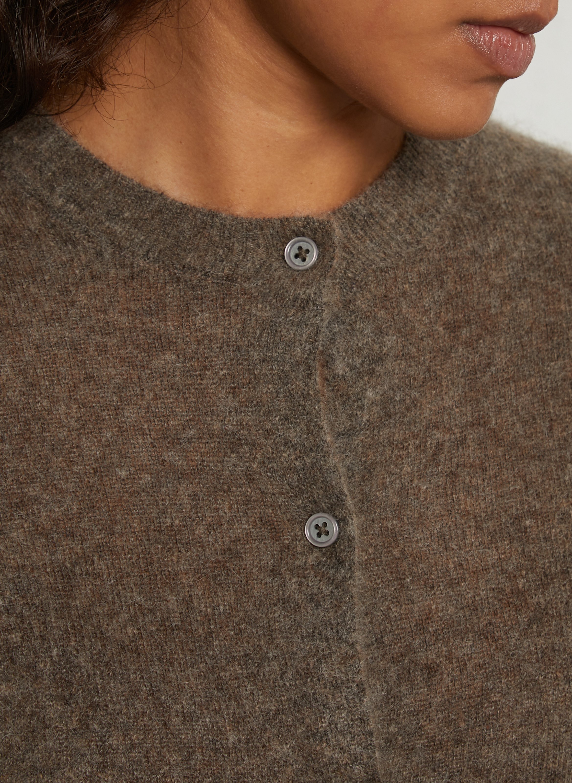 Gilet col rond en laine mélangé IKKS Marron