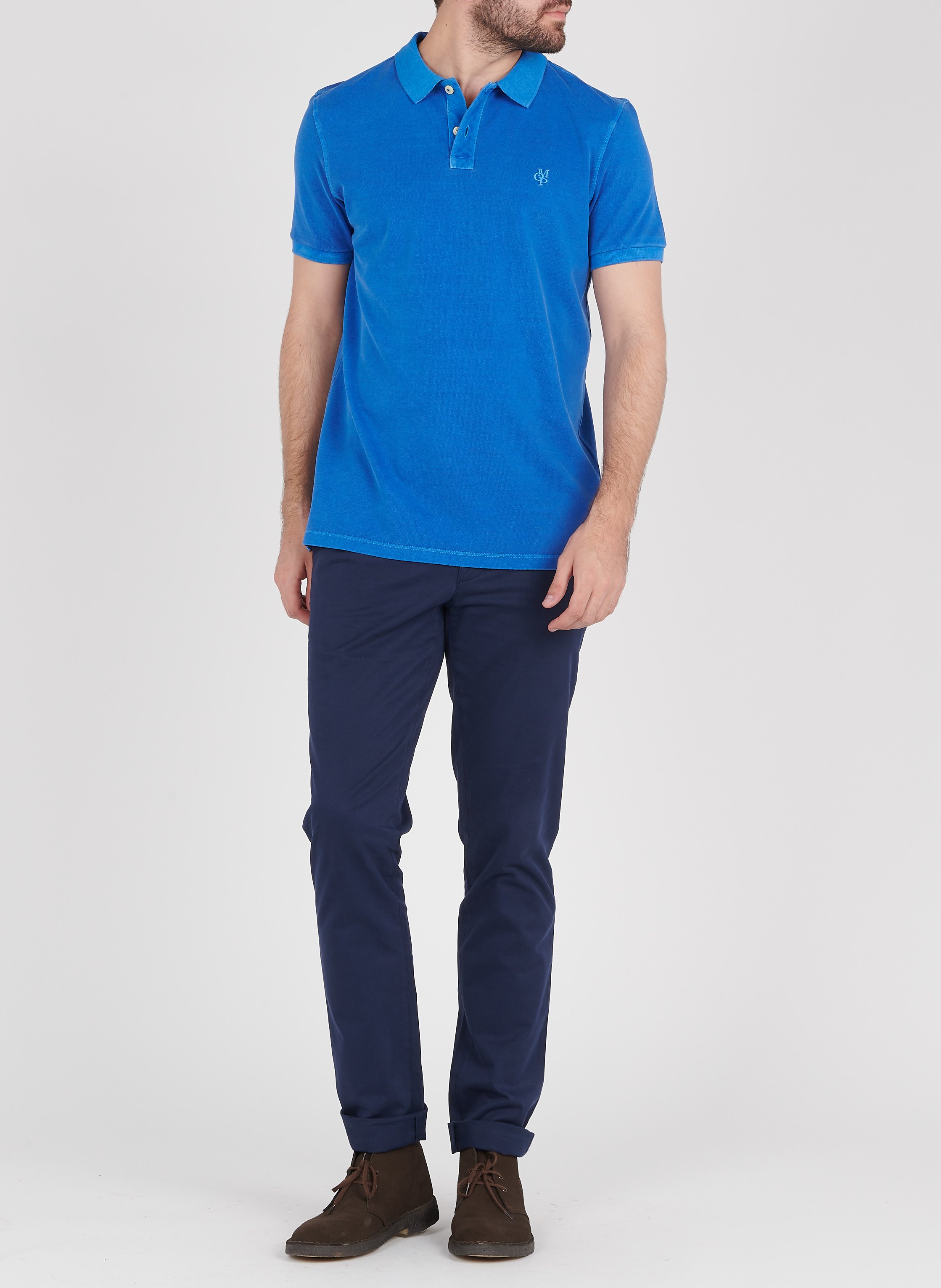 Polo regular-fit brodé en coton piqué MARC O'POLO Bleu