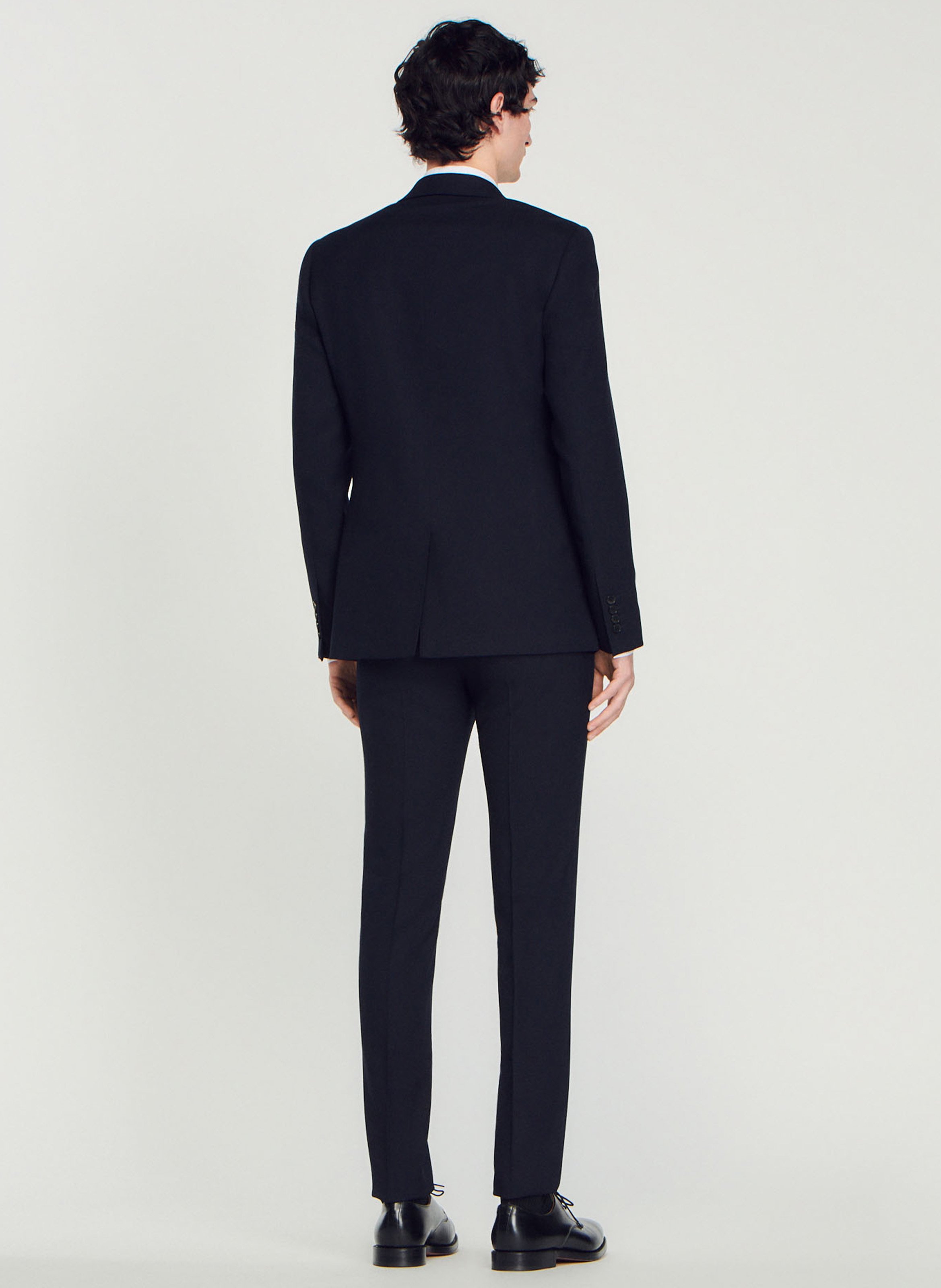 Veste col tailleur en laine SANDRO Bleu