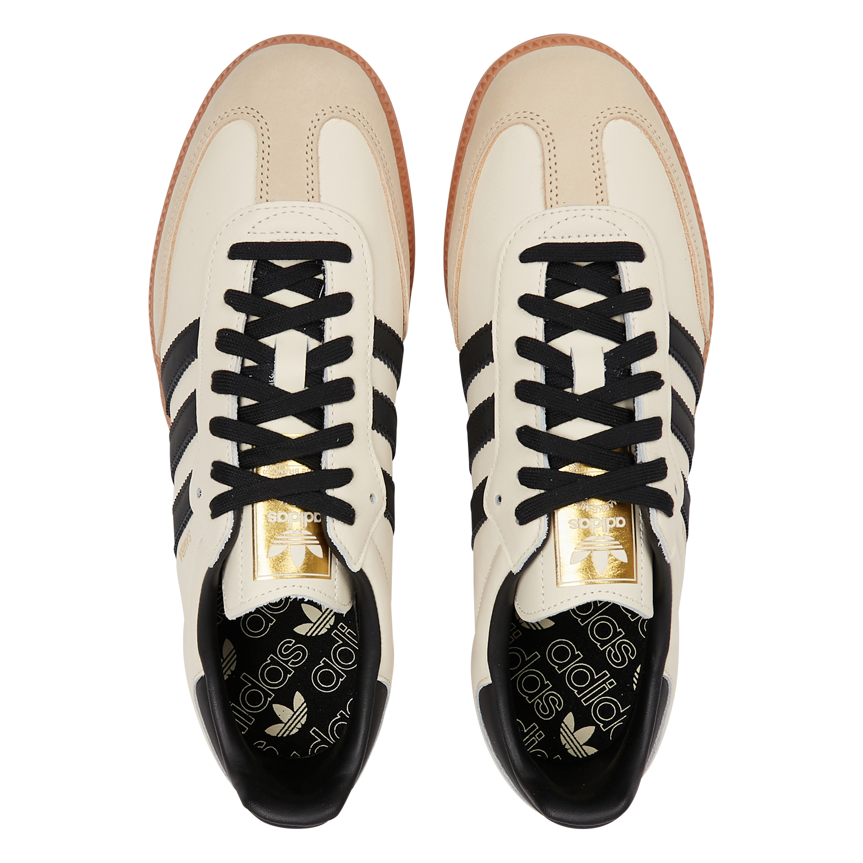 Low-top lace-up leather sneakers ADIDAS Beige