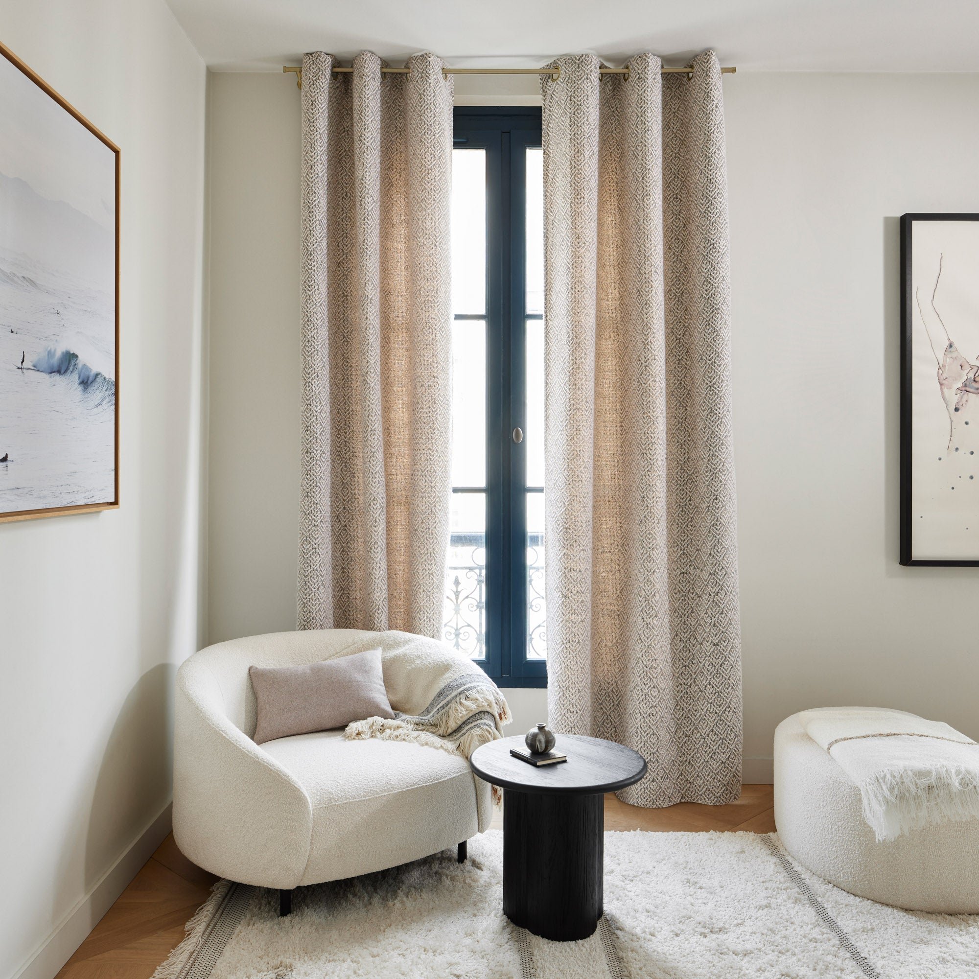 Curtain with gilt eyelets MADURA Beige