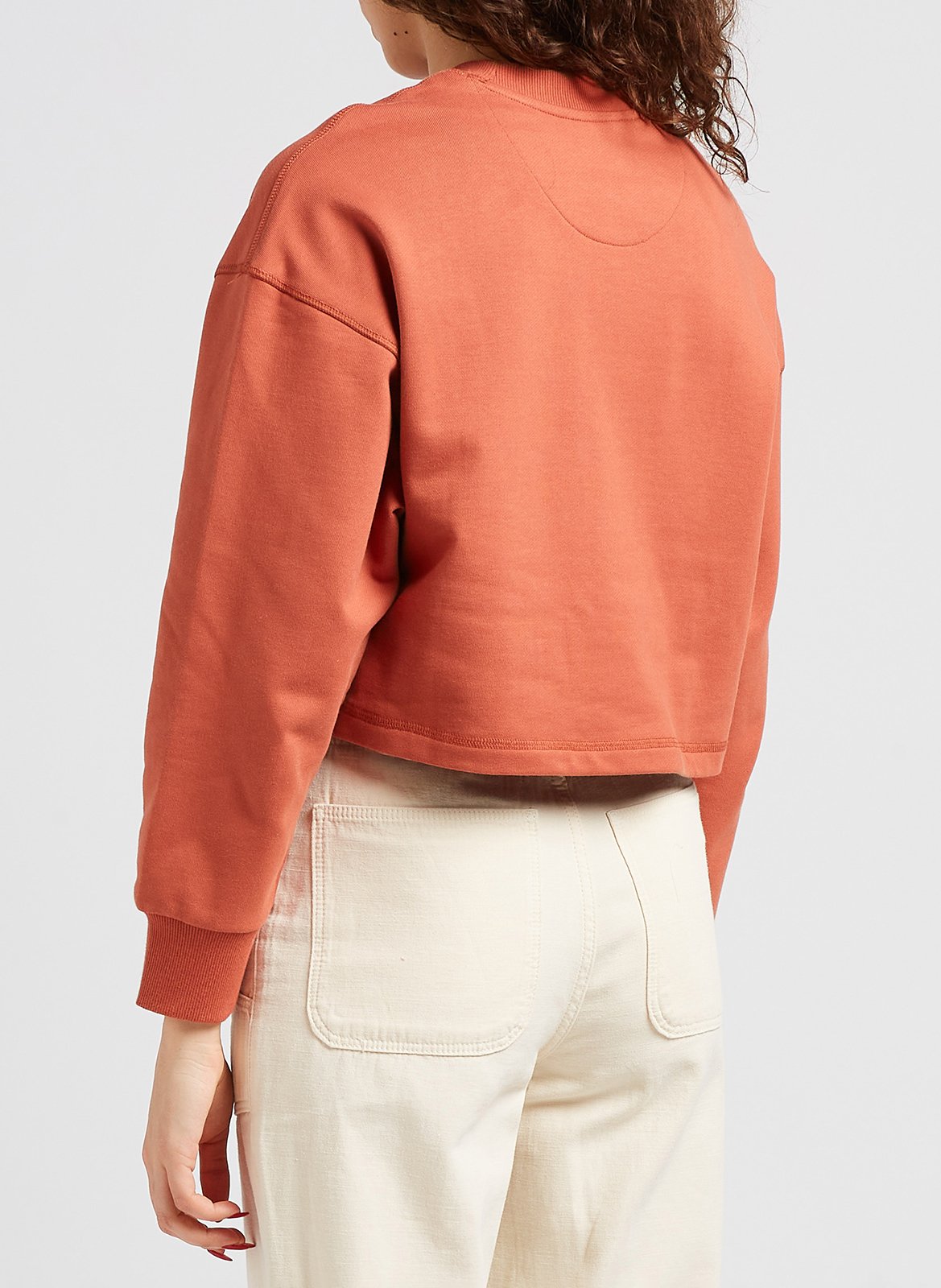 Cropped embroidered cotton sweatshirt with round neck NEW BALANCE Black