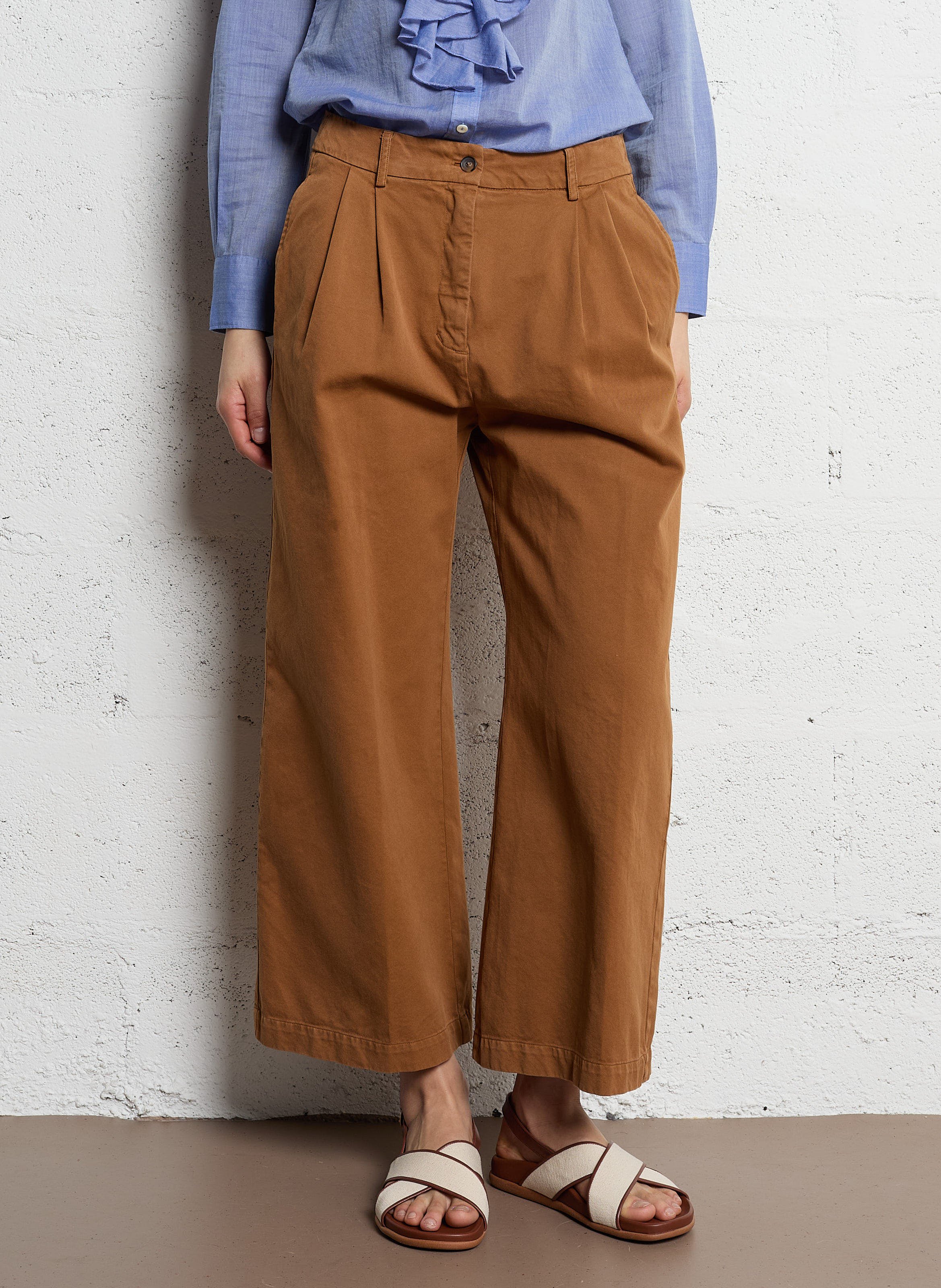 Wide cotton trousers  DIEGA Brown