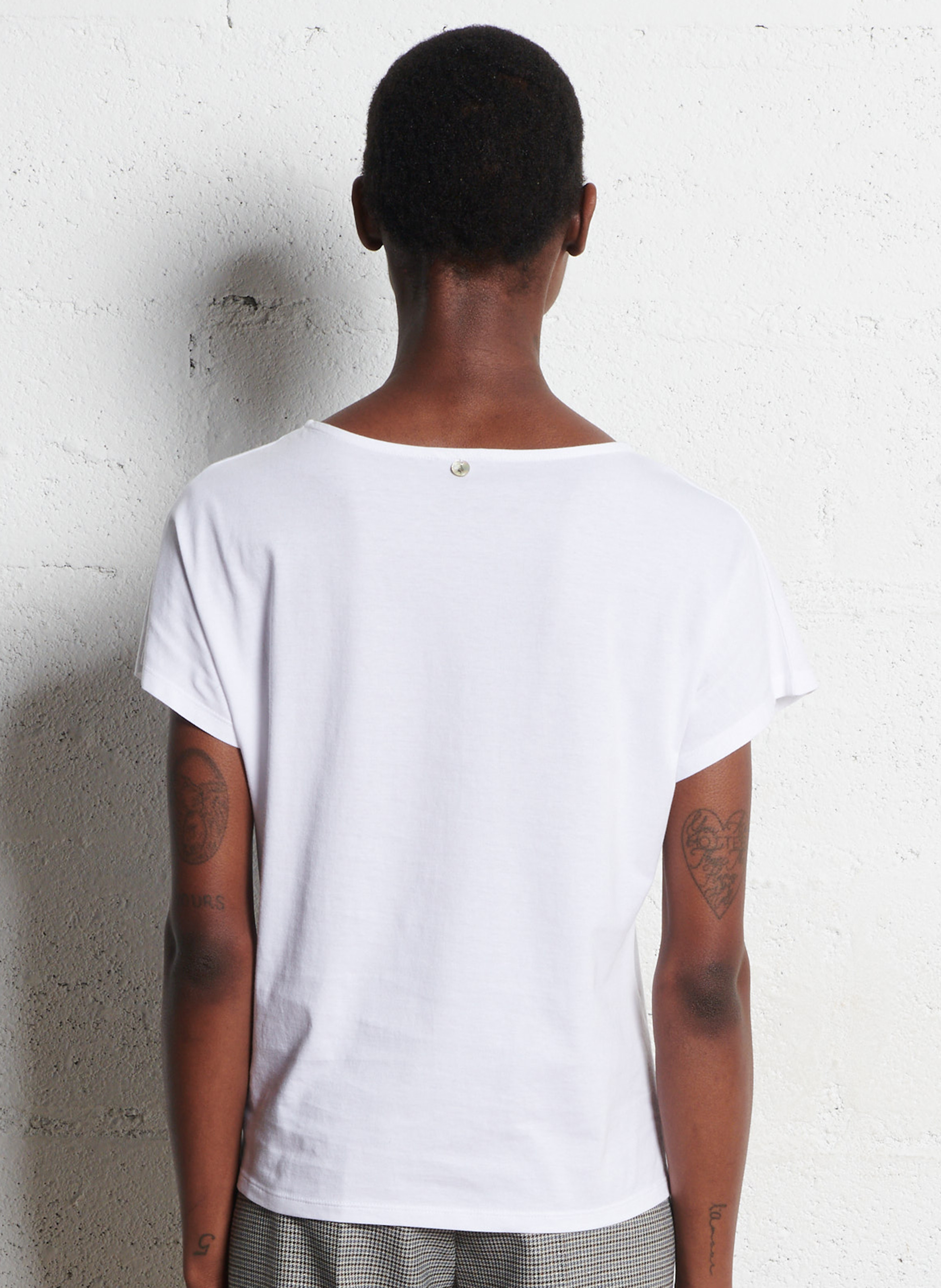 Tee-shirt col rond en coton  Blanc