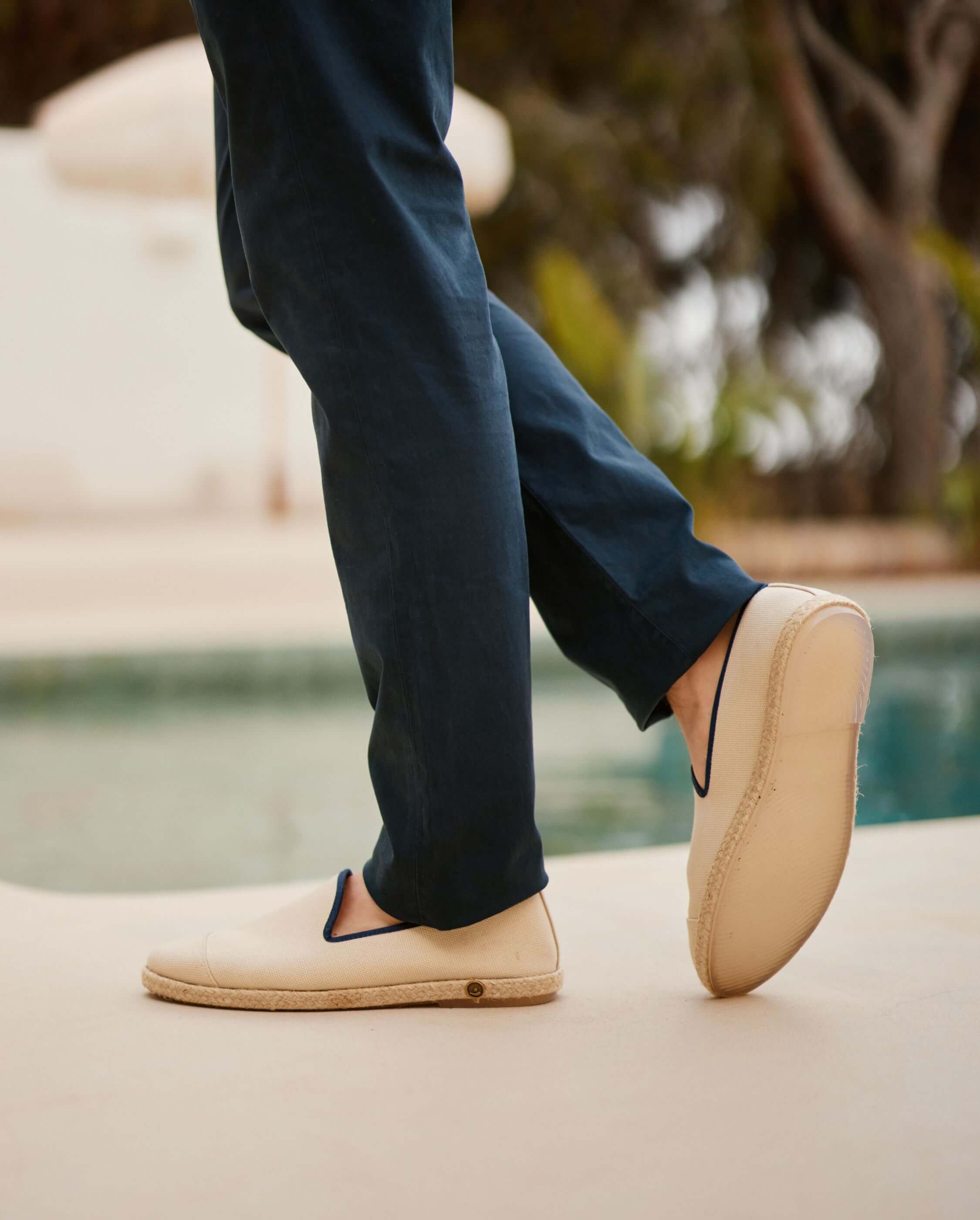 Men's cotton espadrilles, beige navy ANGARDE Beige