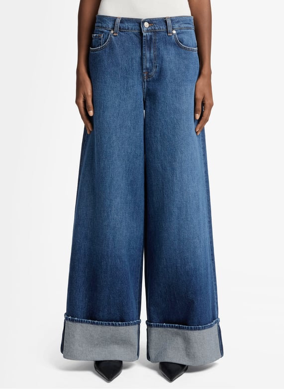 デニム・ジーパン 7 For All Mankind 7UL60C10 Jeans Marie Wide Leg Radar With Wide-leg jeans with cuffs Dark blue 7 For All Mankind