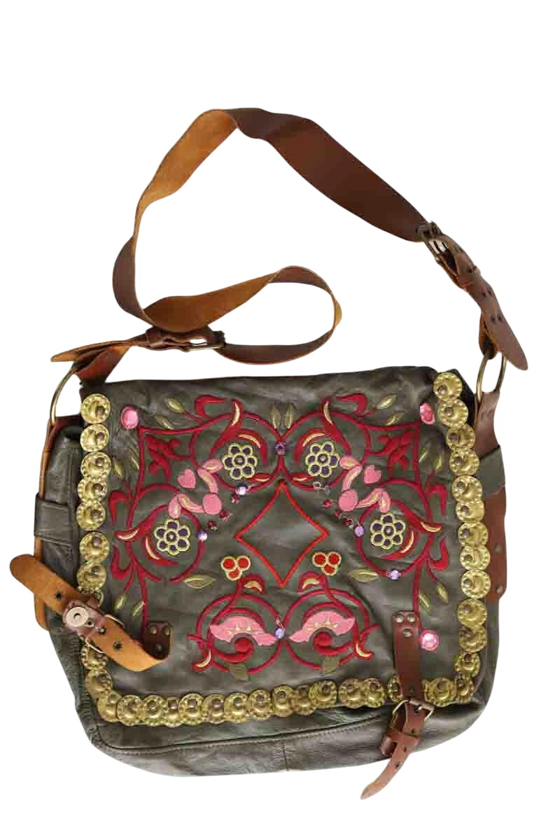 Leather messenger bag Manoush - Seconde Main Khaki