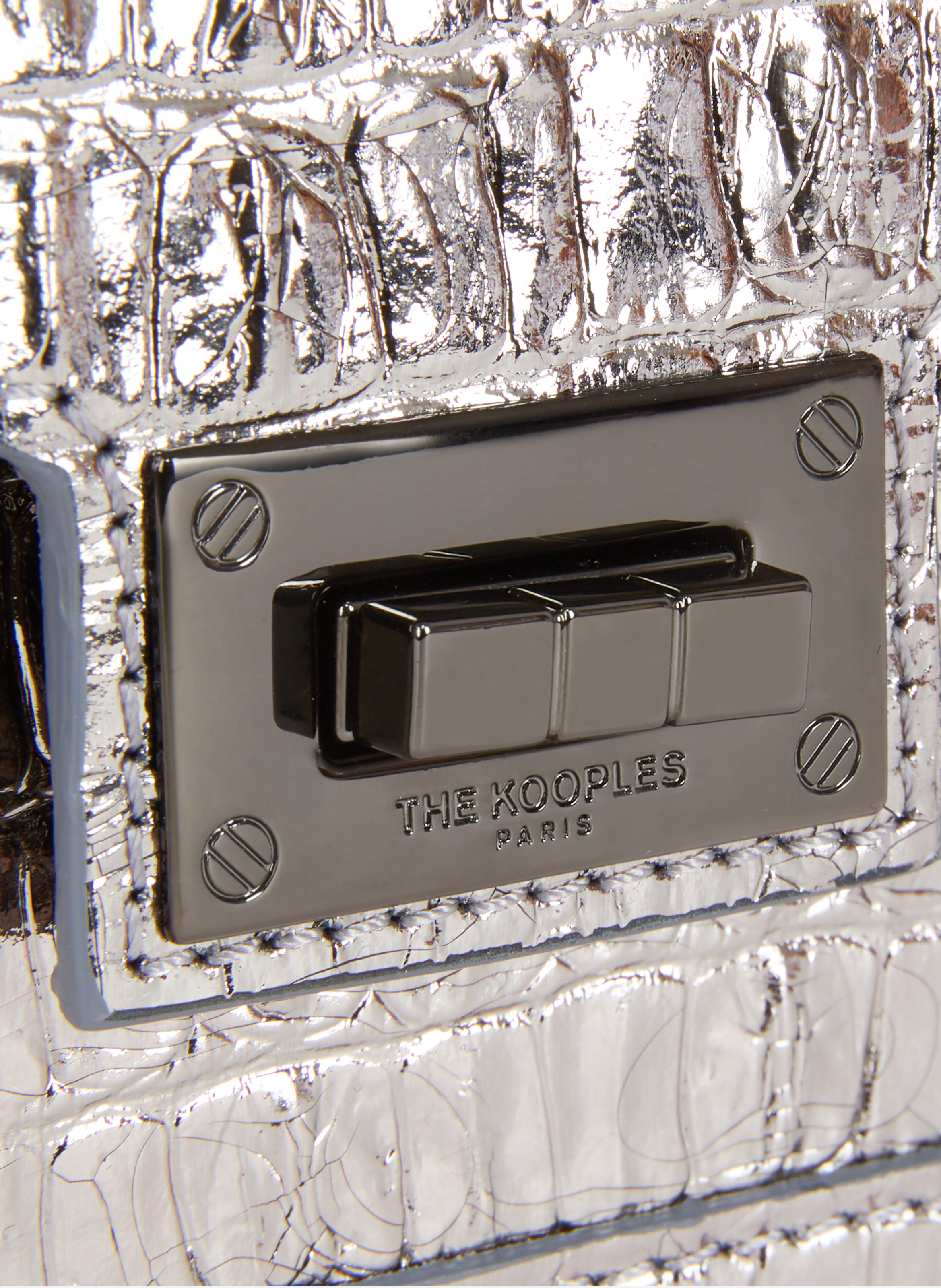 Emily small crocodile-effect leather bag THE KOOPLES Silver