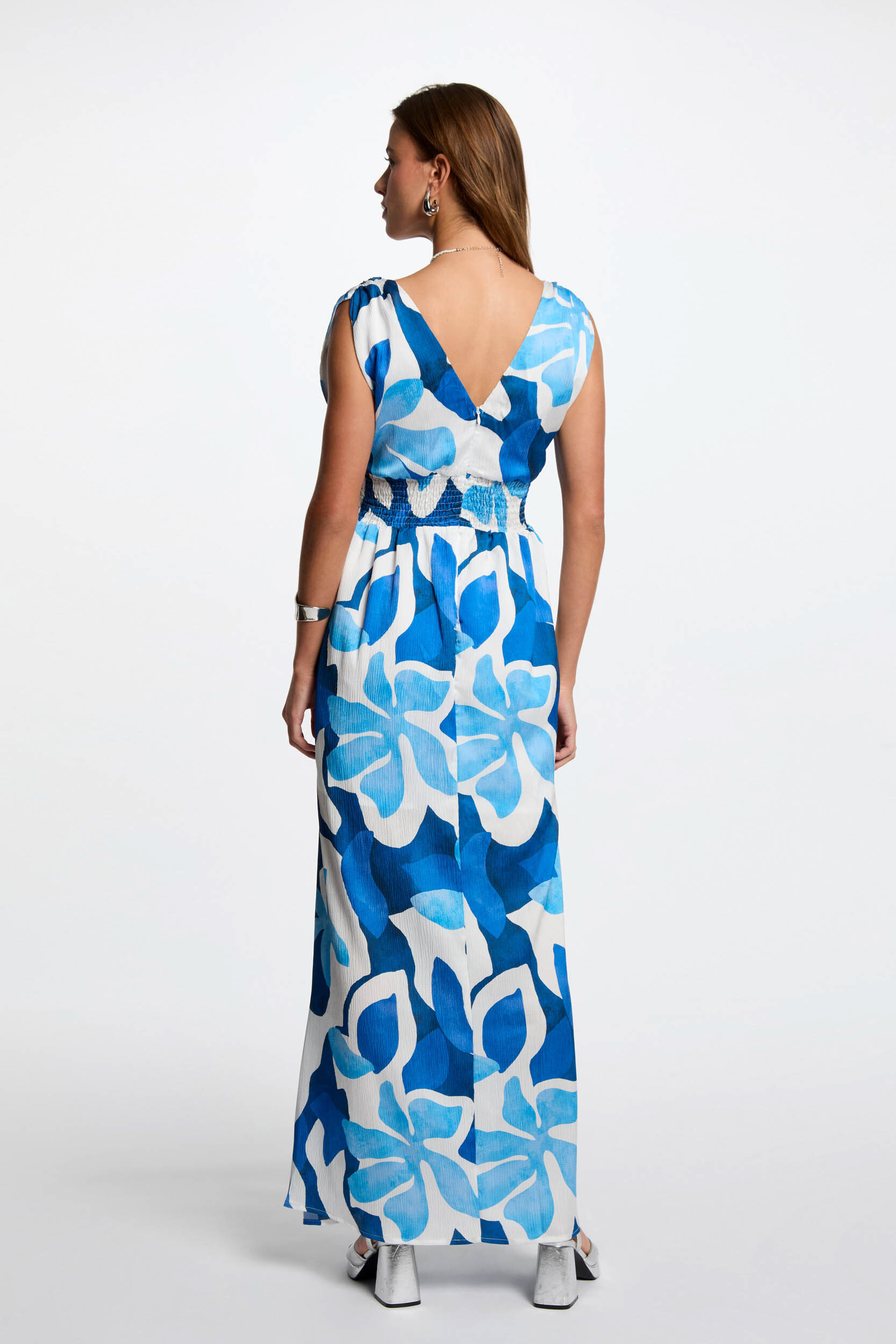 Long floral print V-neck dress MORGAN Multicolored