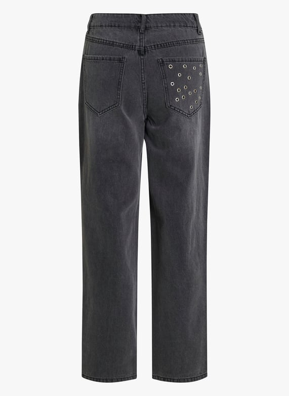 Katoenen jeans met rechte pijp Grijs Vila Dames Place des