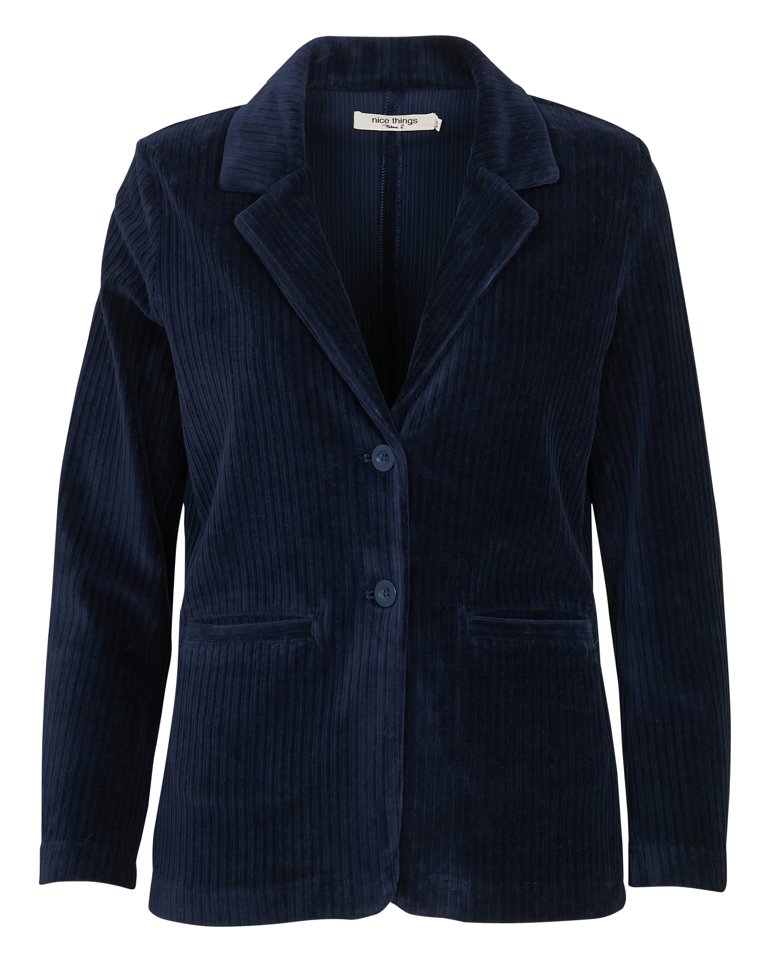 Veste droite col tailleur en velours côtelé NICE THINGS Bleu