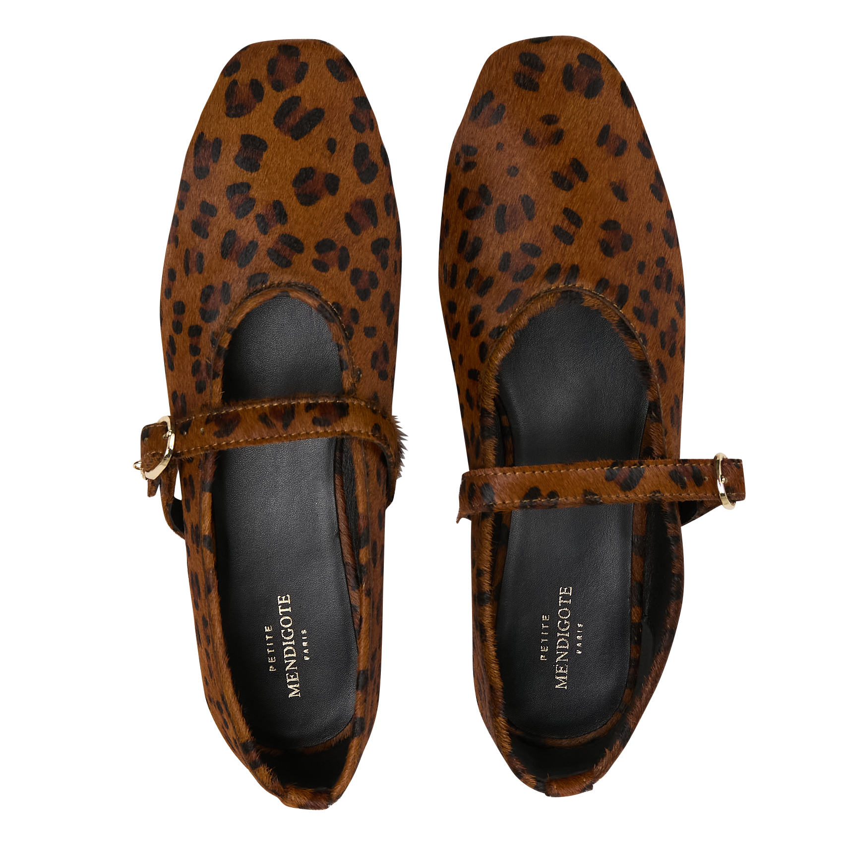 Leopard print leather ballet flats PETITE MENDIGOTE Beige