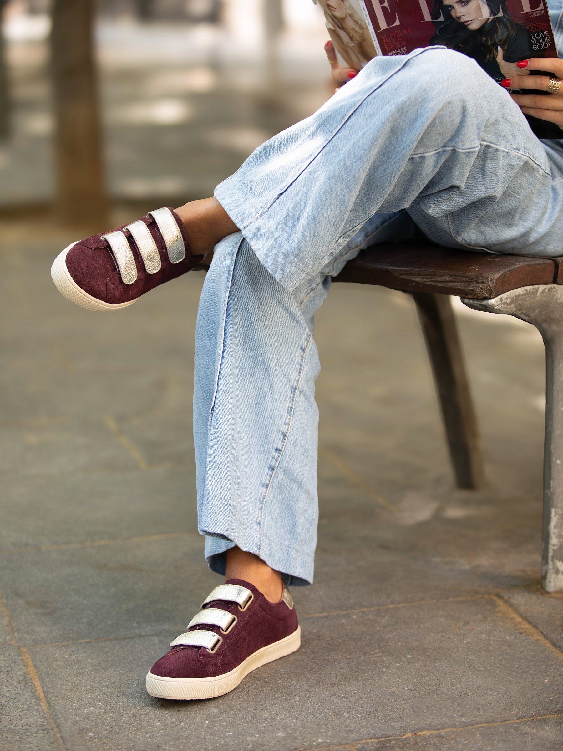 Suede trainers with Velcro fastening JULES & JENN Red