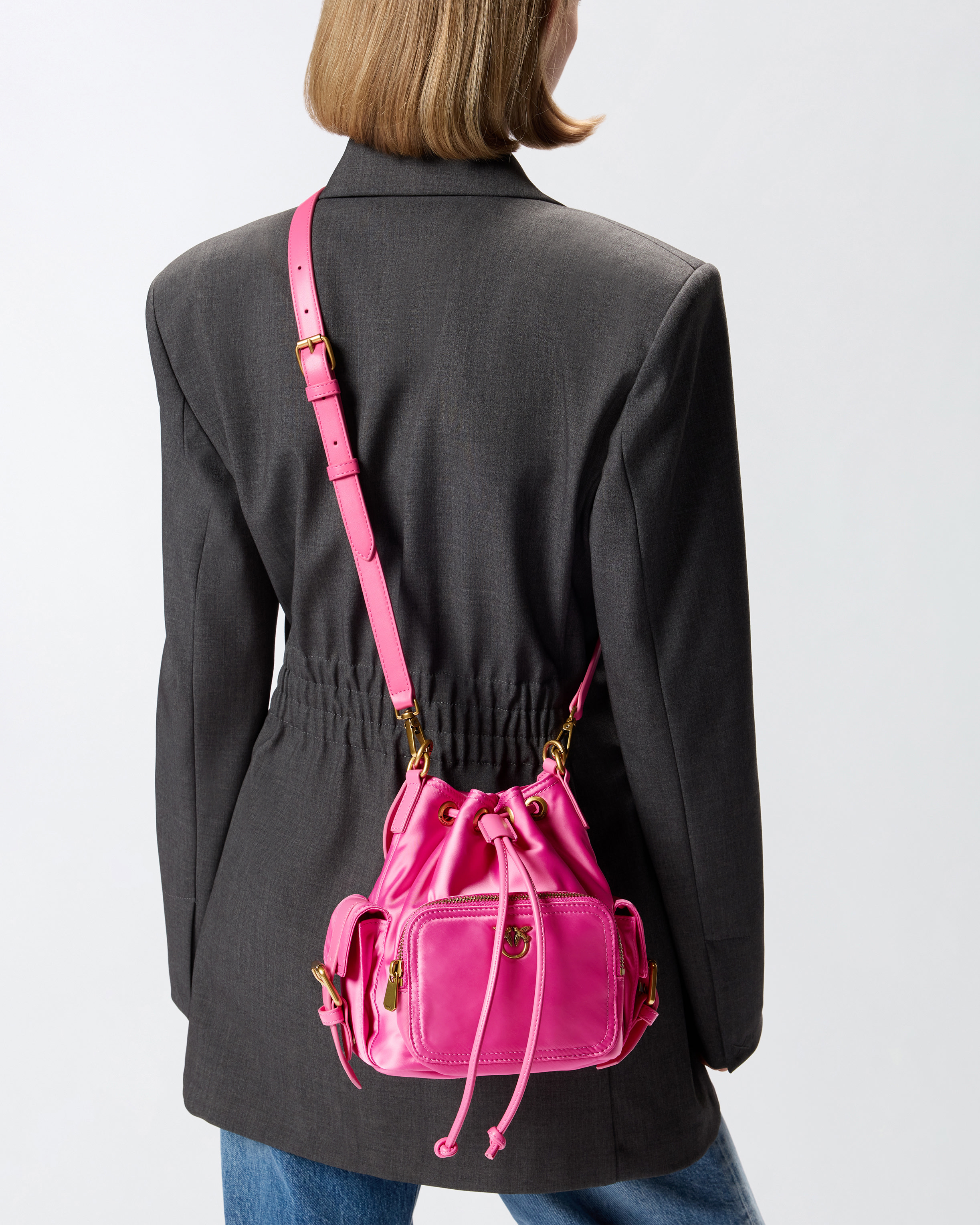 Small satin shoulder bag PINKO Pink