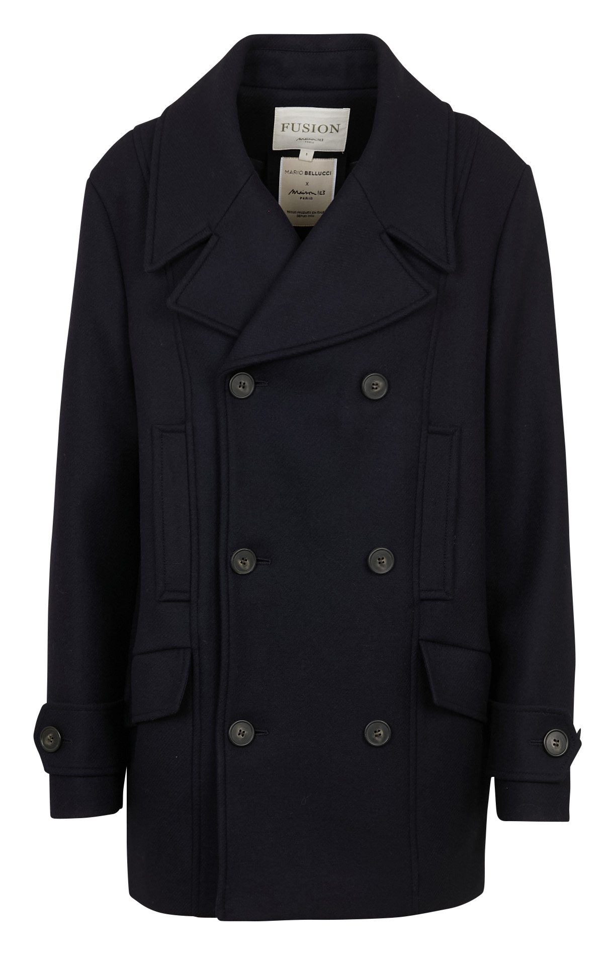 Oversized wool-blend coat with tailored collar MAISON 123 Blue