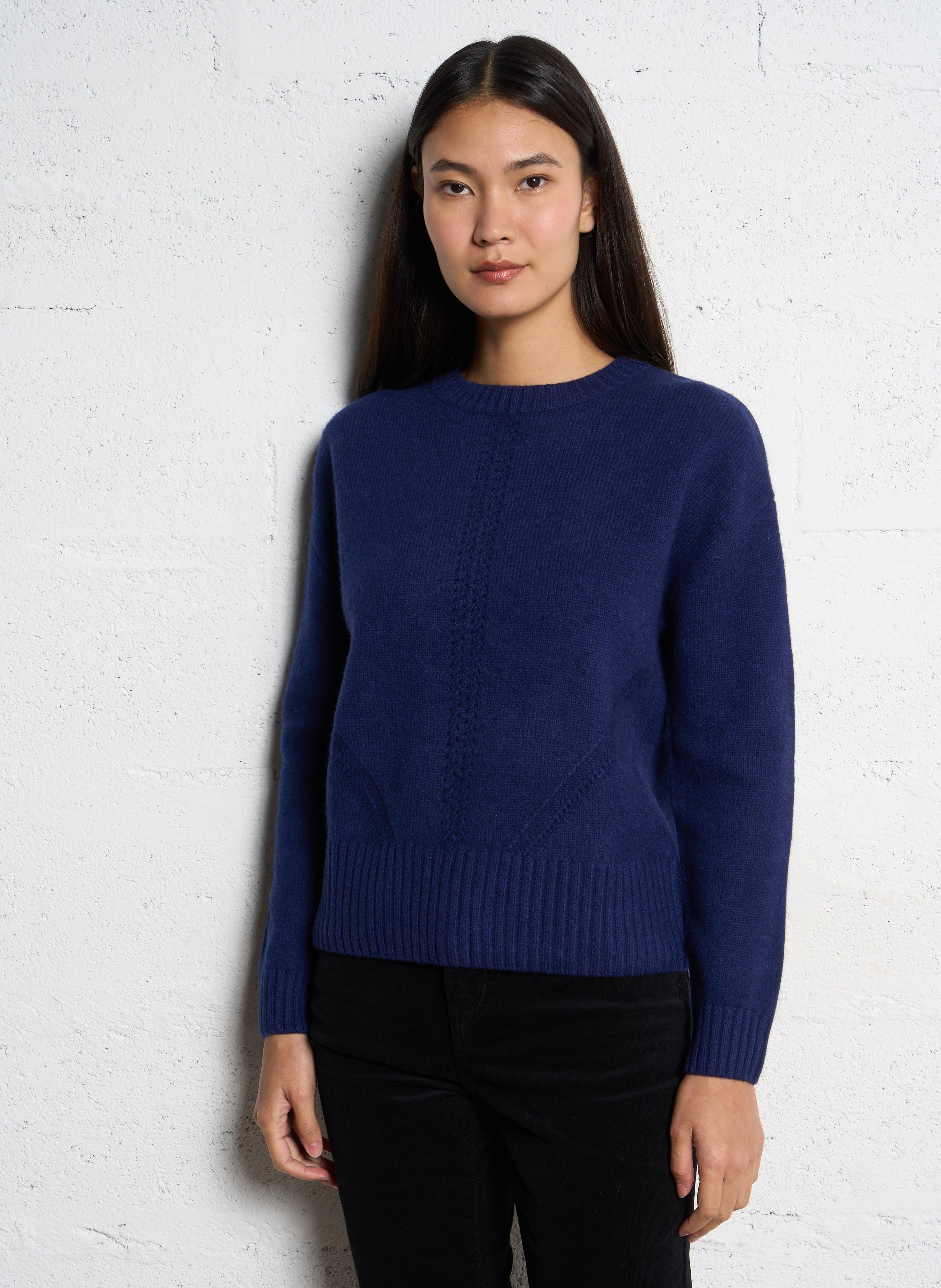 Pull col rond laine  SUD EXPRESS Bleu