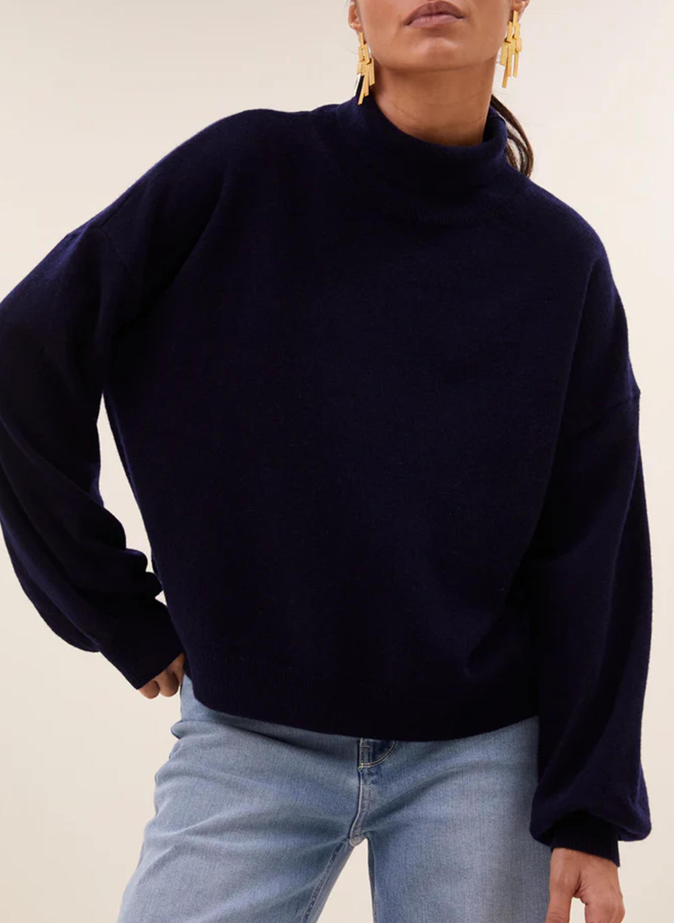 Oversized coltrui in effen wol BY BAR Blauw