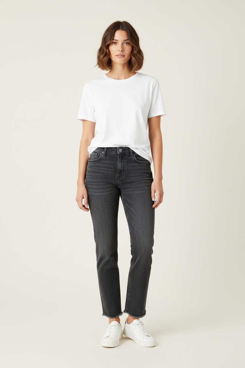 Cropped slim jeans with studs STELLA FOREST - SECONDE MAIN Black