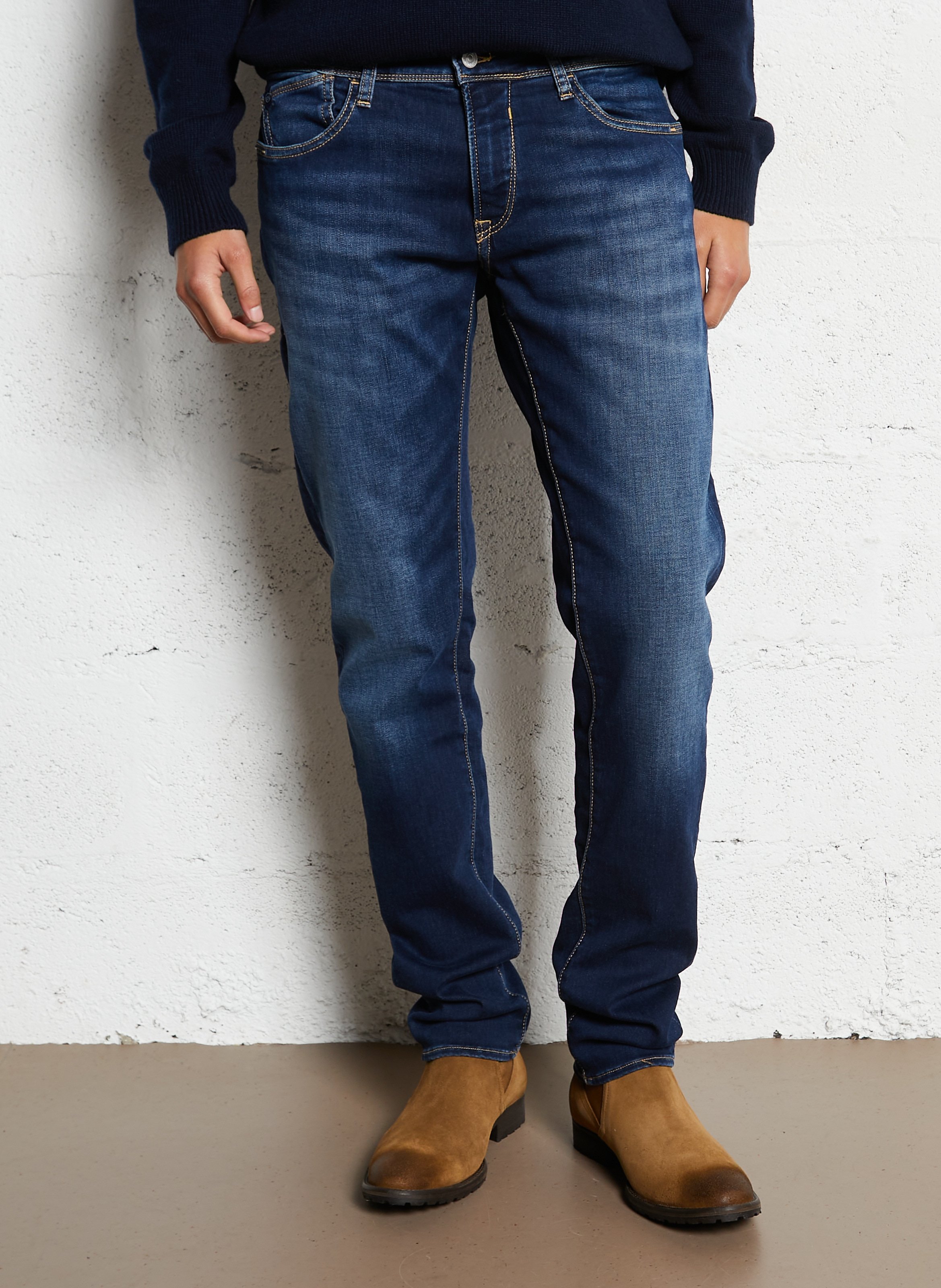 Fitted cotton blend jeans LE TEMPS DES CERISES Blue