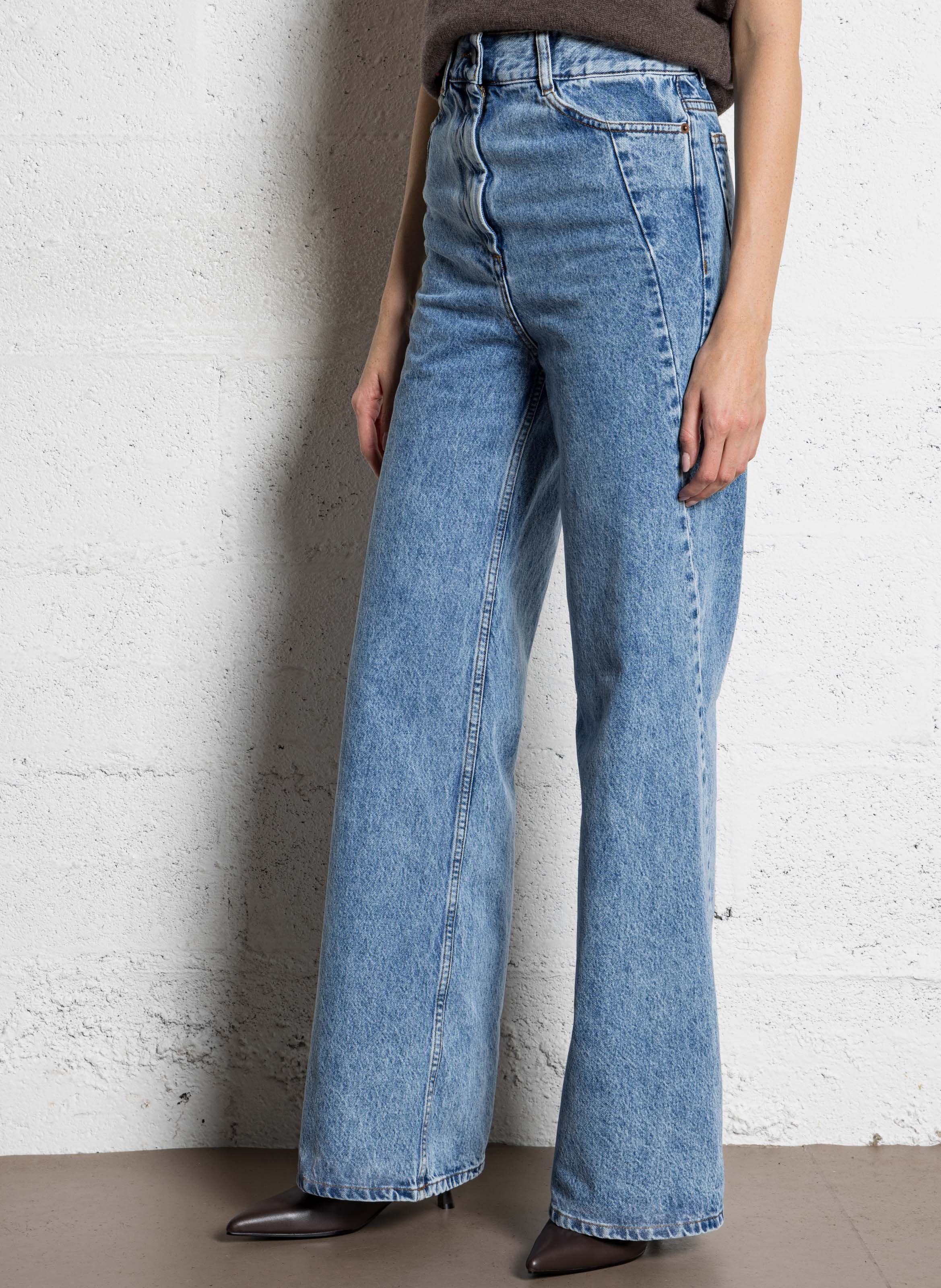 Jean évasé taille haute en coton MARGAUX LONNBERG Bleu