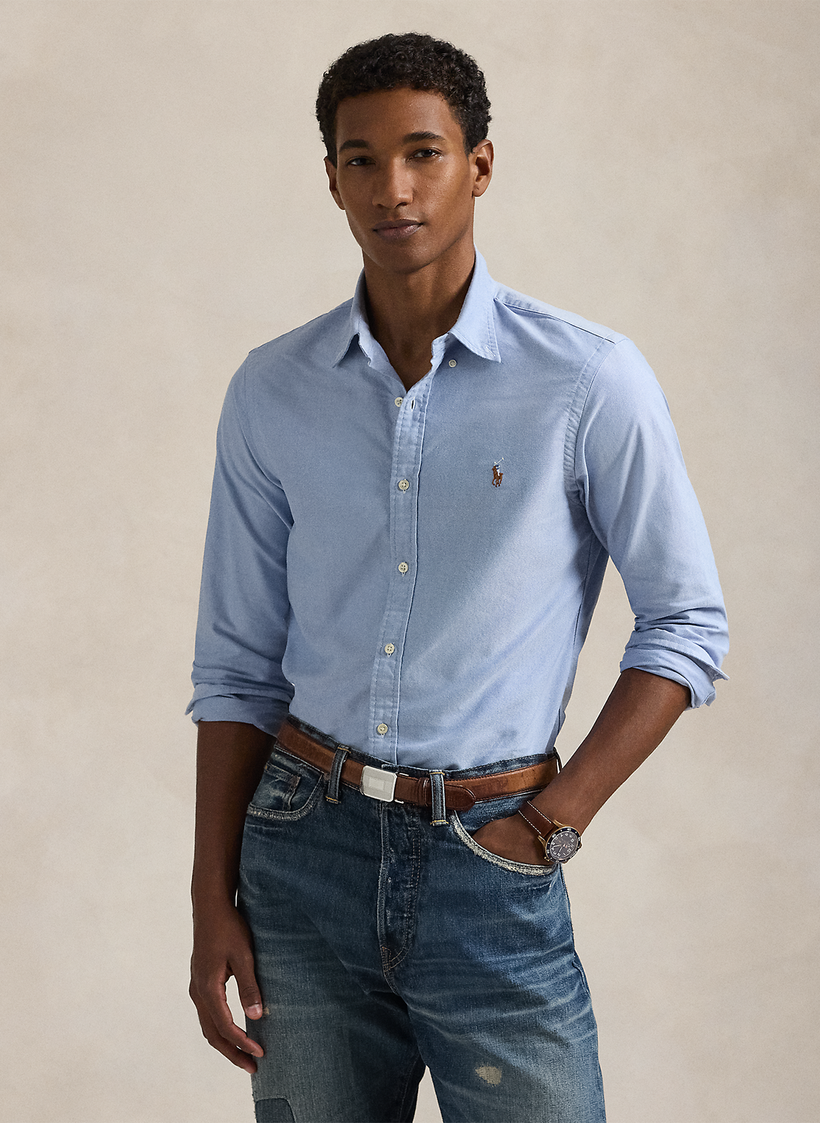 Slimfit-Hemd aus Oxford-Baumwolle mit Button-down-Kragen und Pony Player POLO RALPH LAUREN Blau