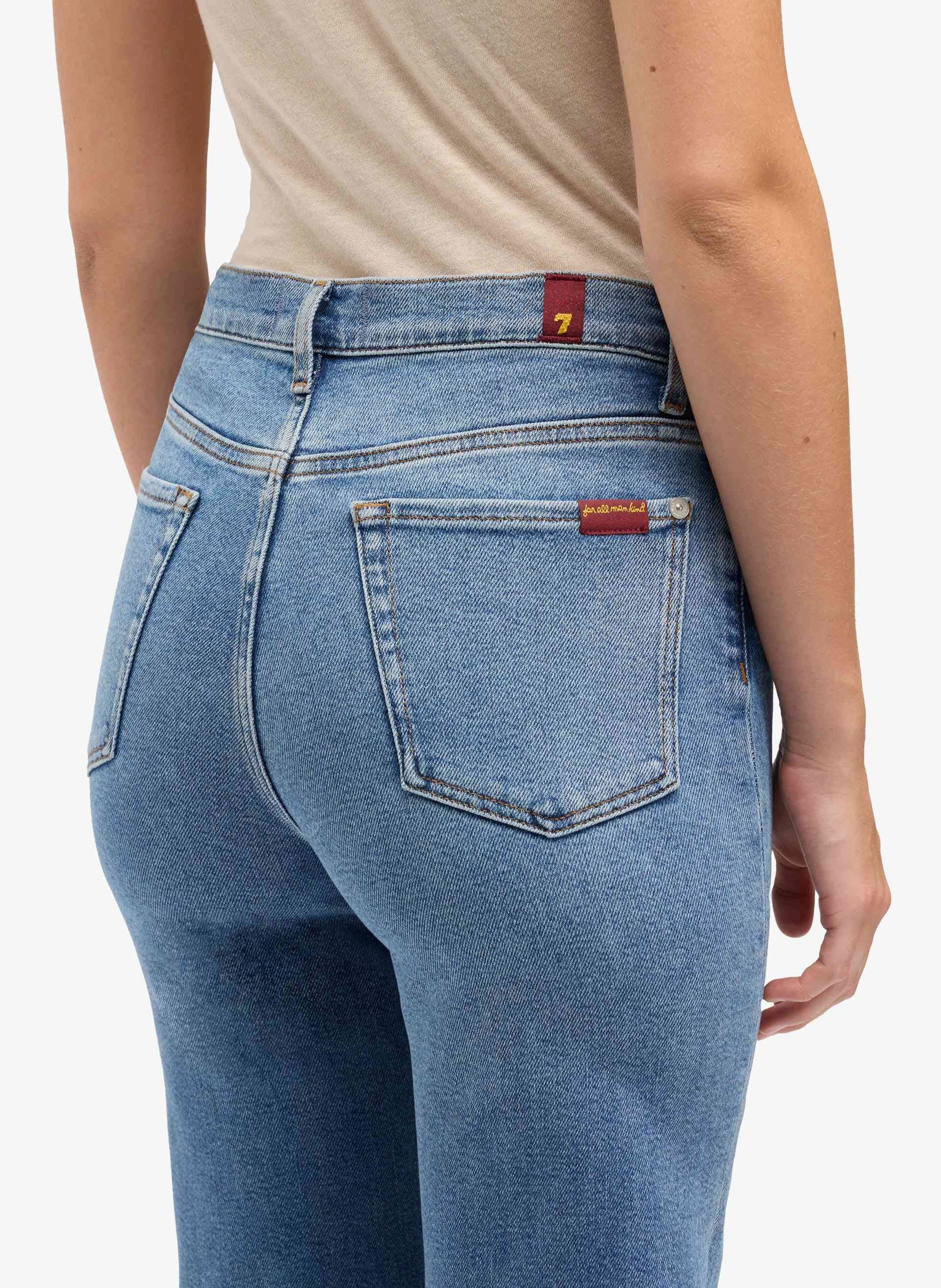 Hoge taille effen flared jeans 7 FOR ALL MANKIND Blauw