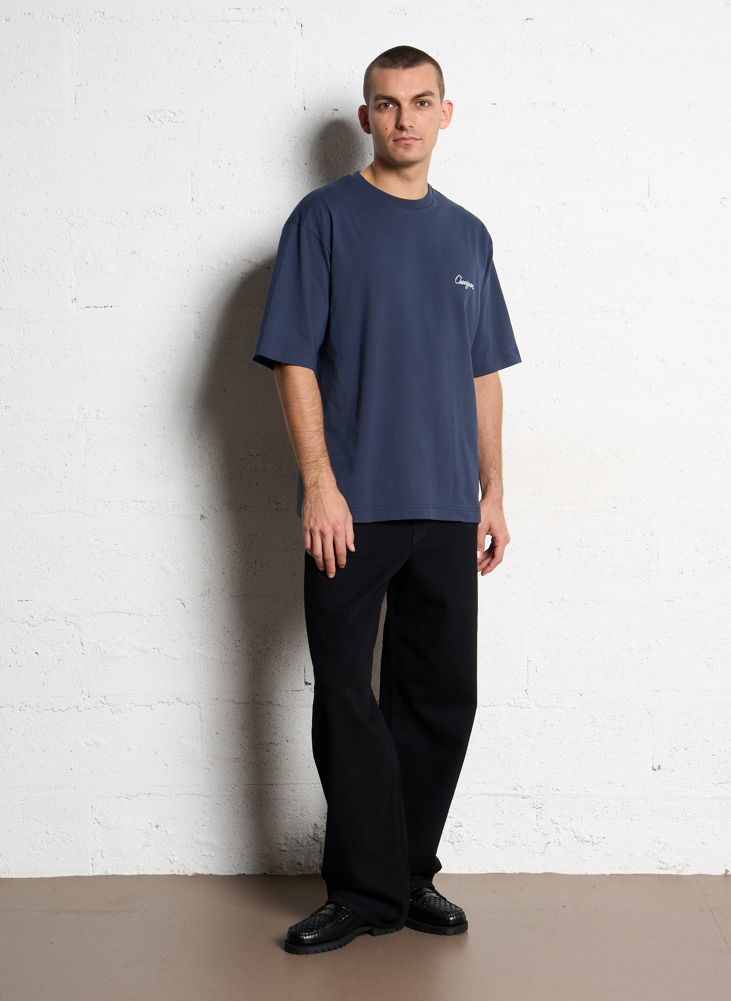 Oversized round neck organic cotton t-shirt CHEVIGNON Blue